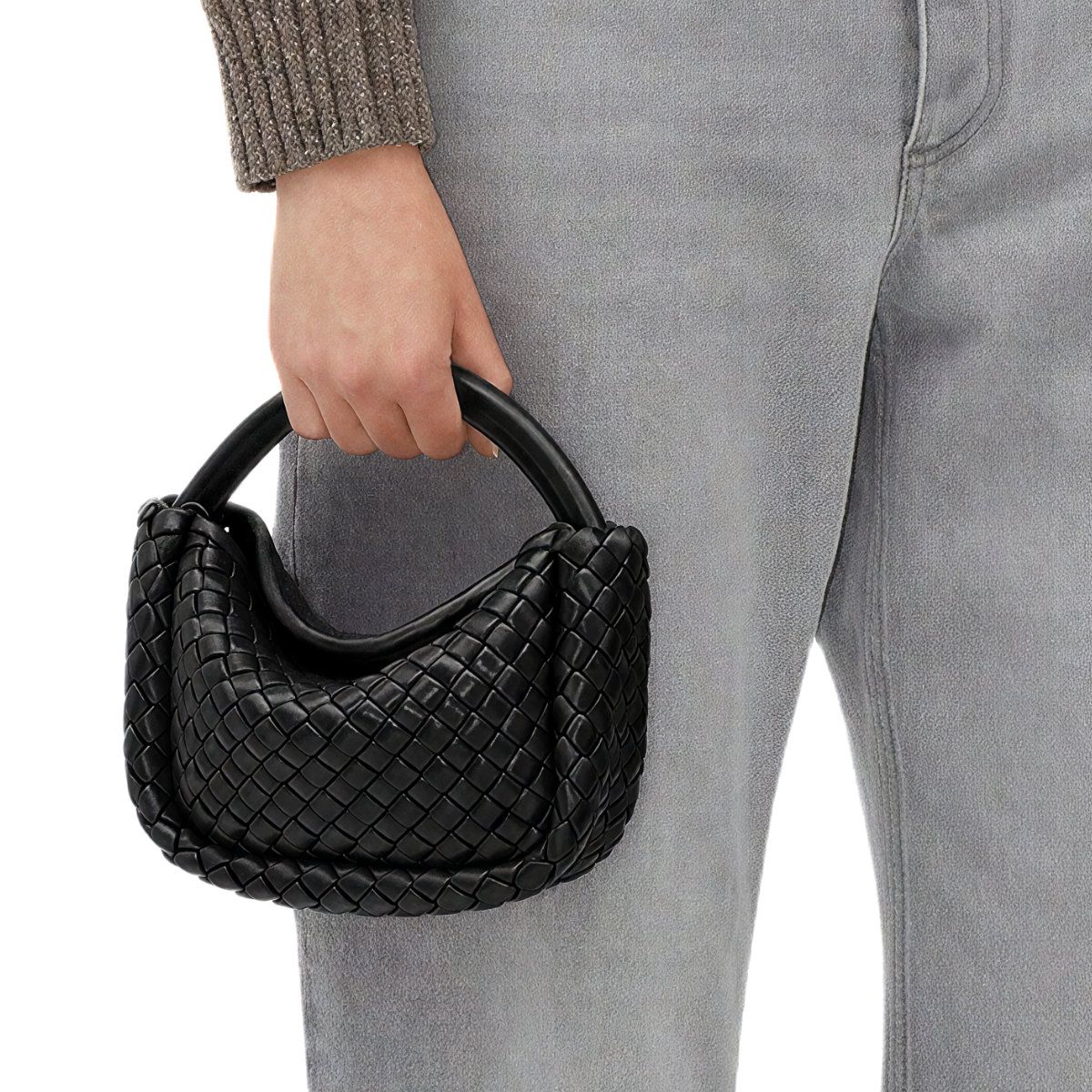 Small Cobble Top Handle Bag Black