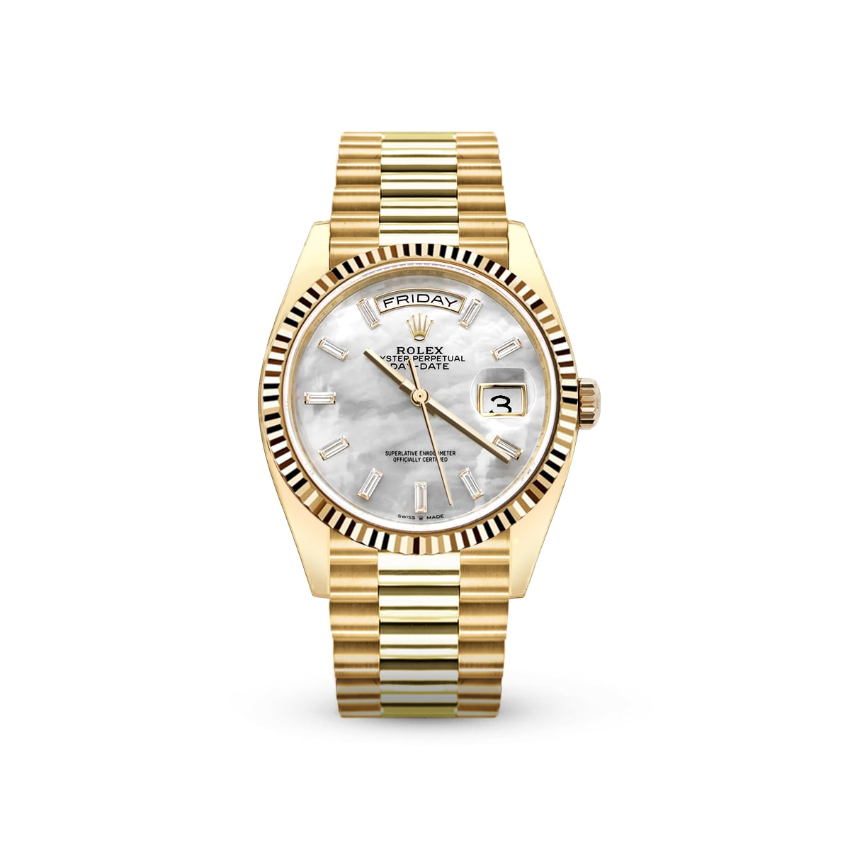 Day-Date 36 128238A White MOP Baguette-Rolex
