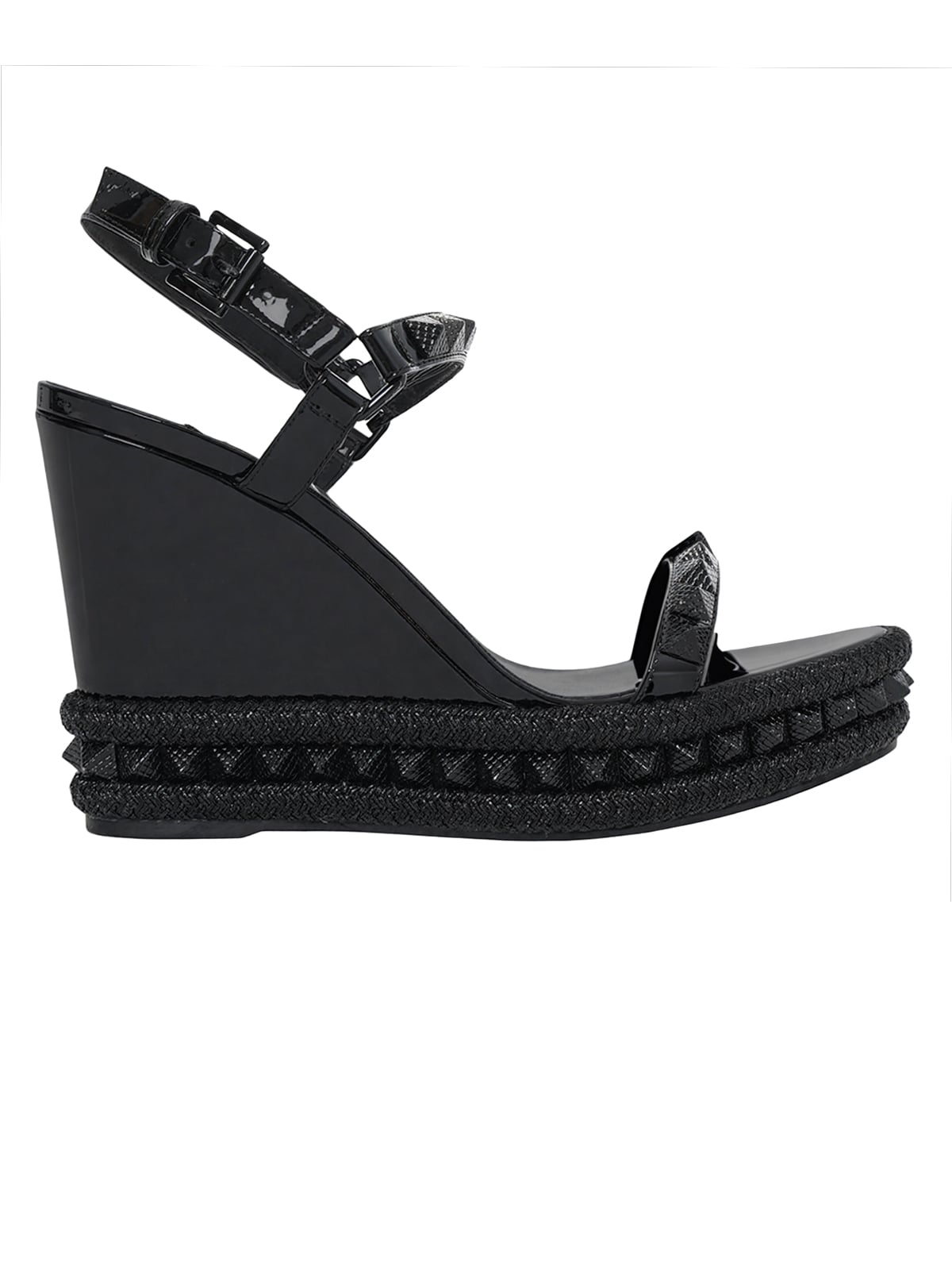 Pyraclou 110 mm Wedge Patent Leather Black-Christian Louboutin