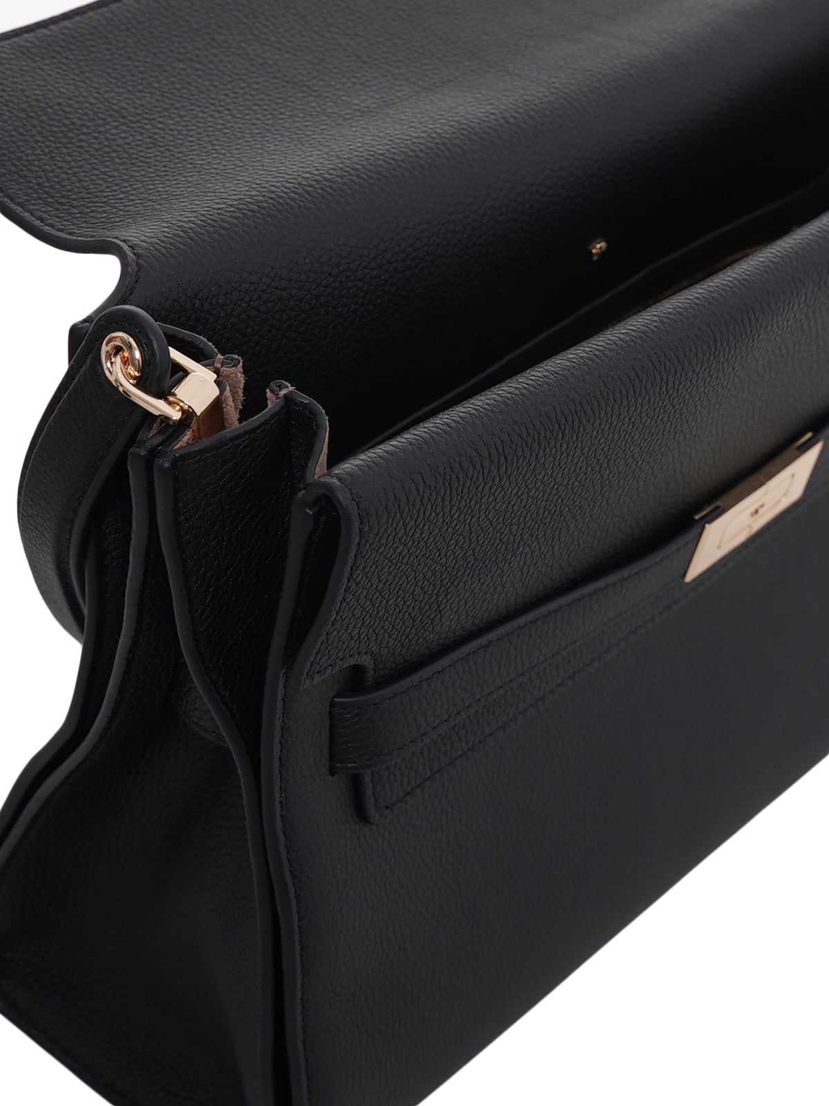 Large Lee Radziwill Grained Shoulder Bag Black
