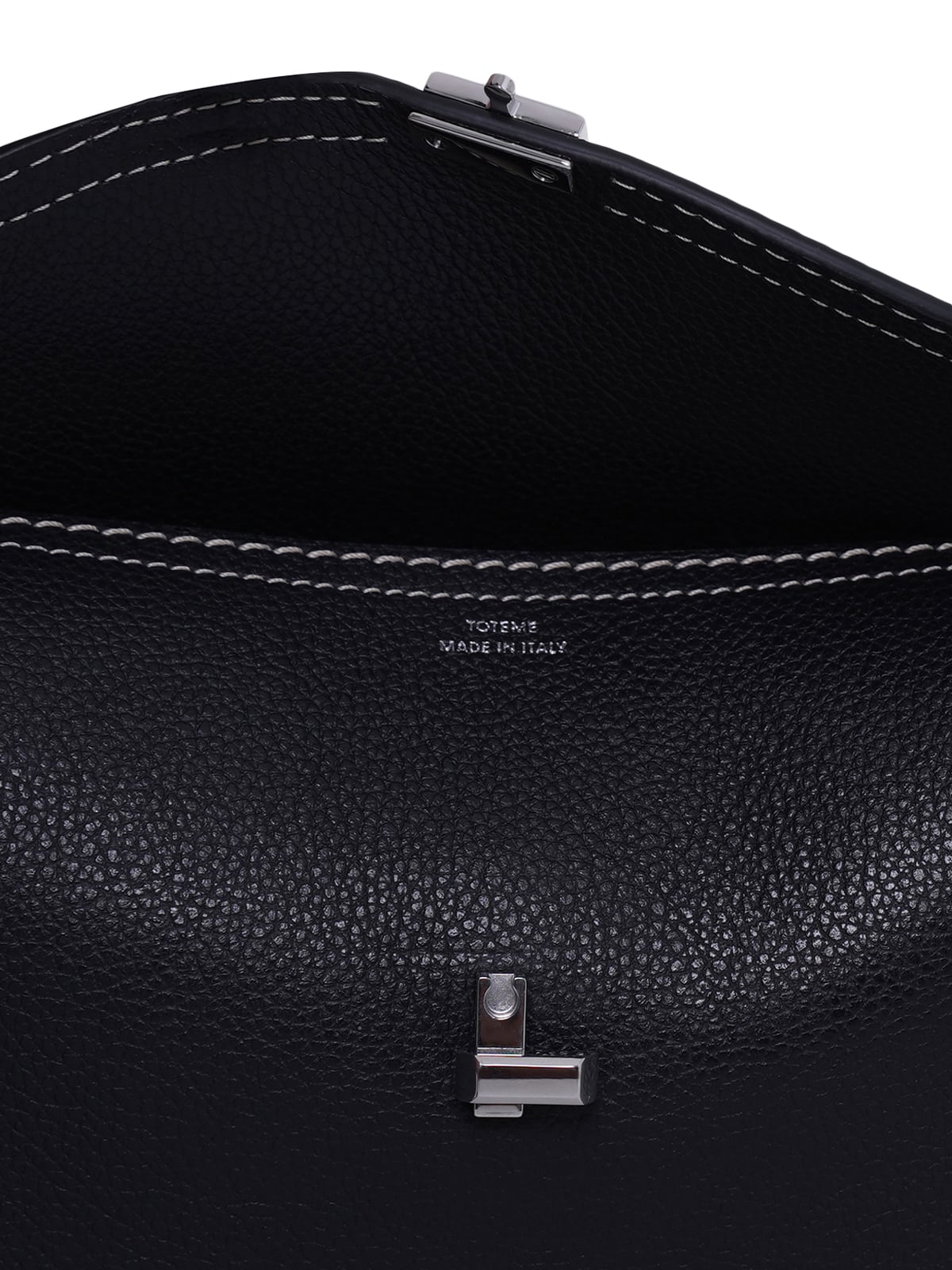 T-lock Grained Leather Clutch Black