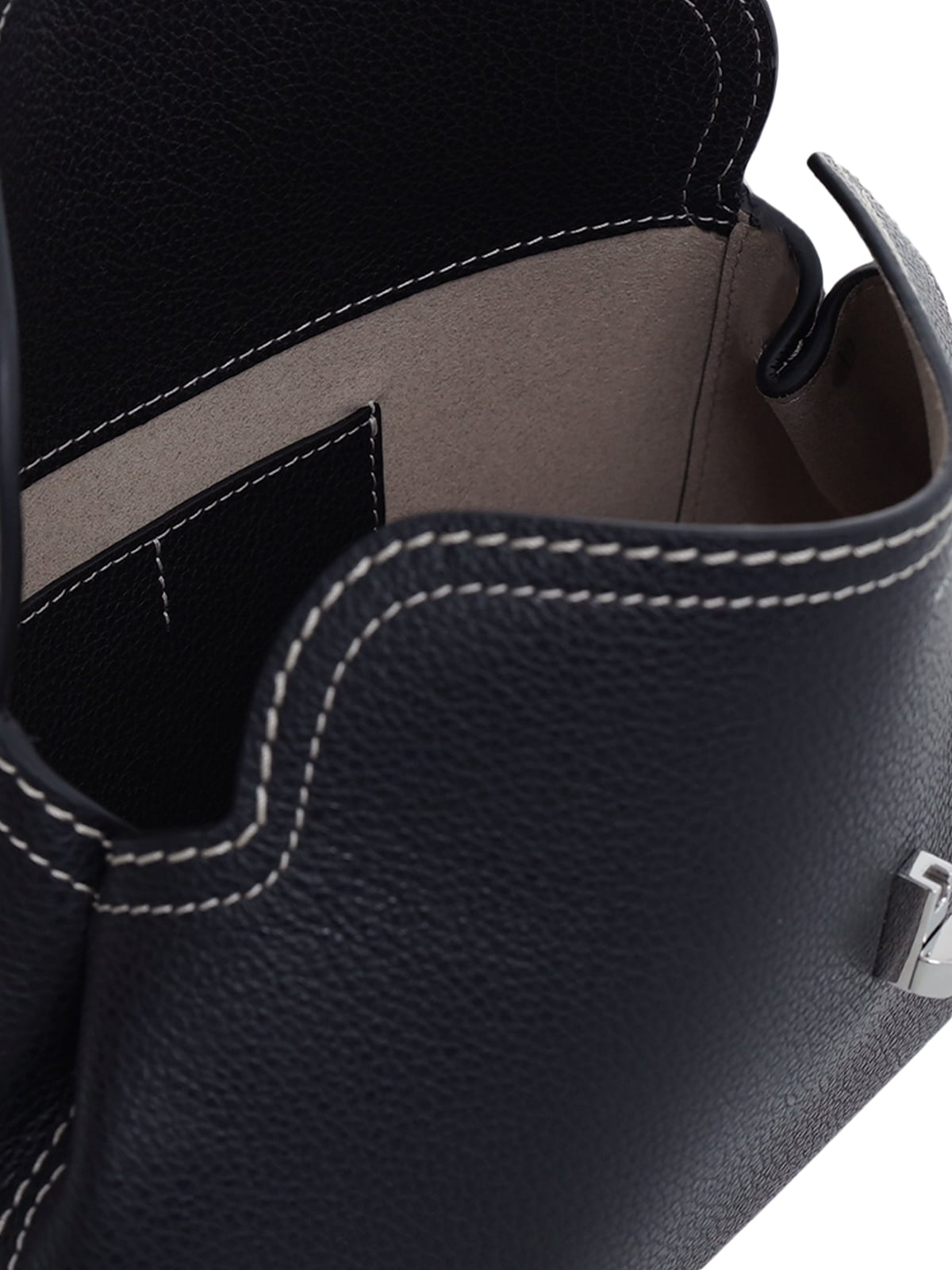 T-lock Grained Leather Clutch Black