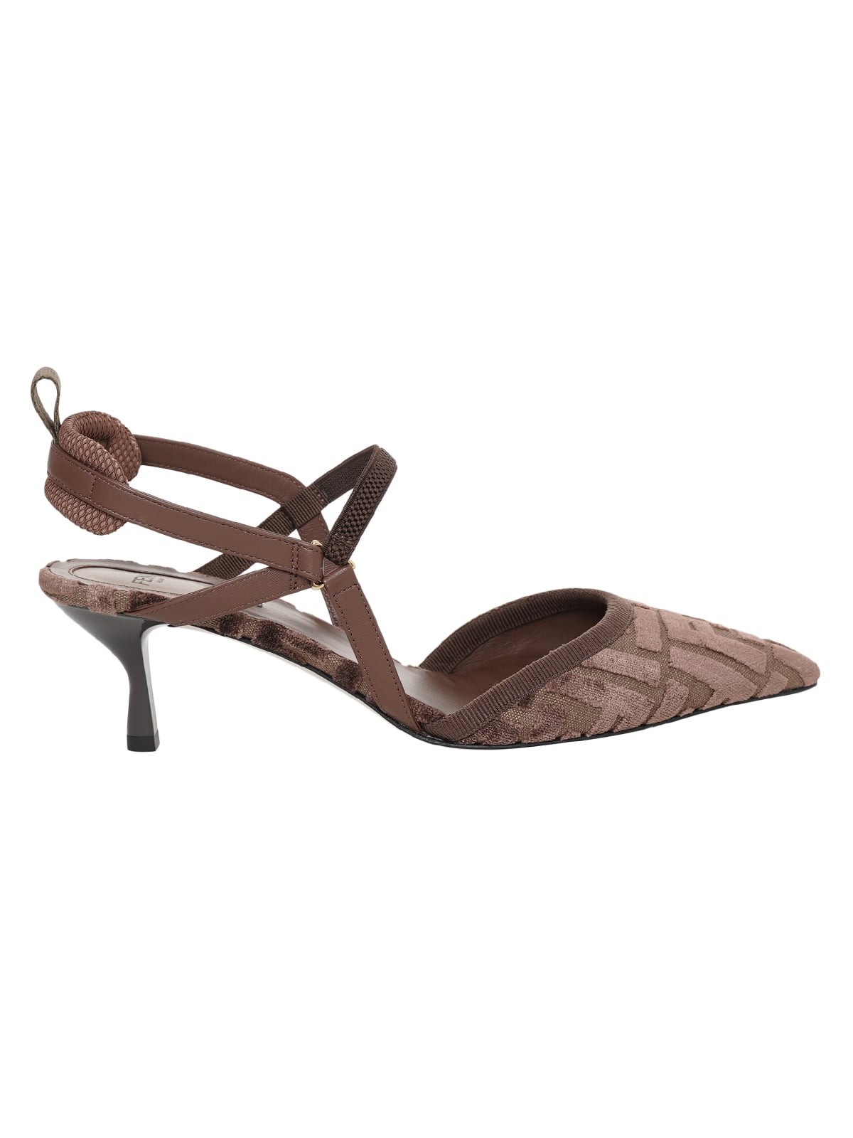 Fendi Colibrì Lite 55 mm Fabric Slingback Brown Original Terbaik