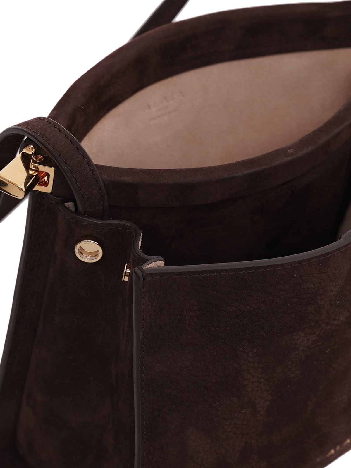 Le Click Small Square Bag Nubuck Dark Brown