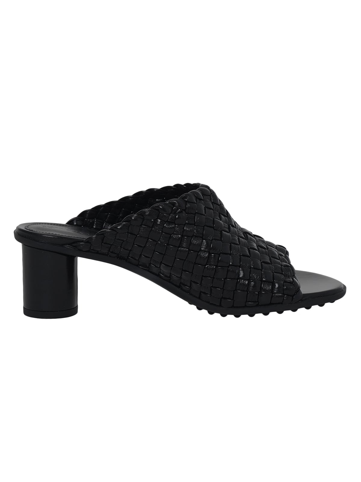 Atomic Intrecciato Heeled Mules Black-Bottega Veneta