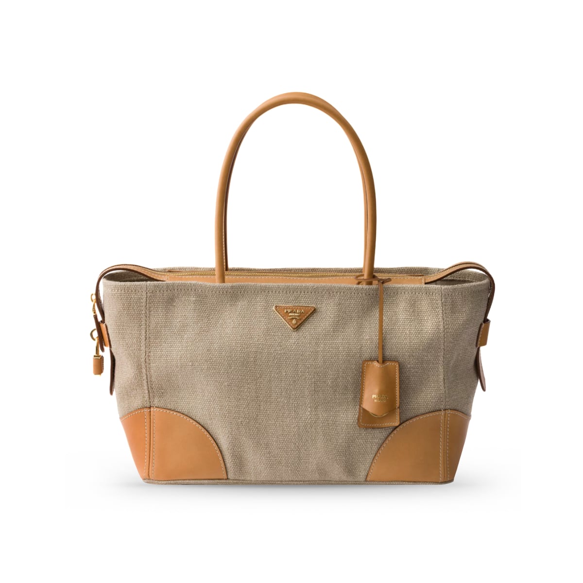 Large Tote Bag Woven Rope Beige-Prada