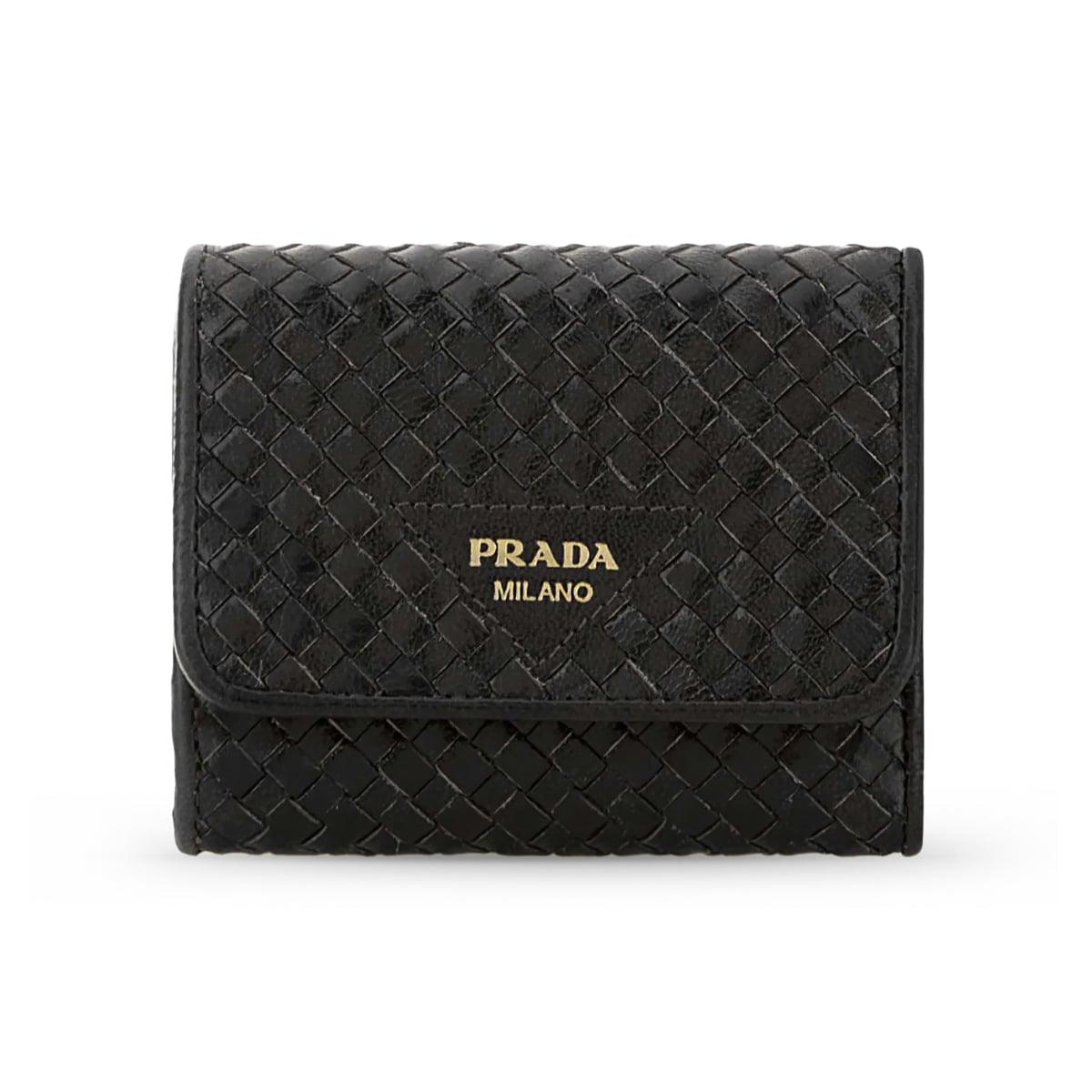 Small Bi-Fold Wallet Leather Black-Prada