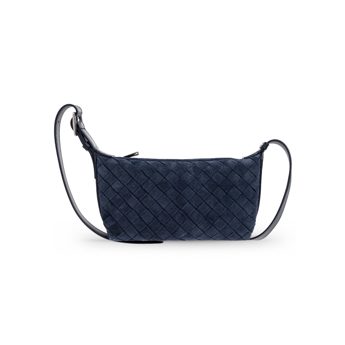Traveler Suede Shoulder Bag Blue-Bottega Veneta