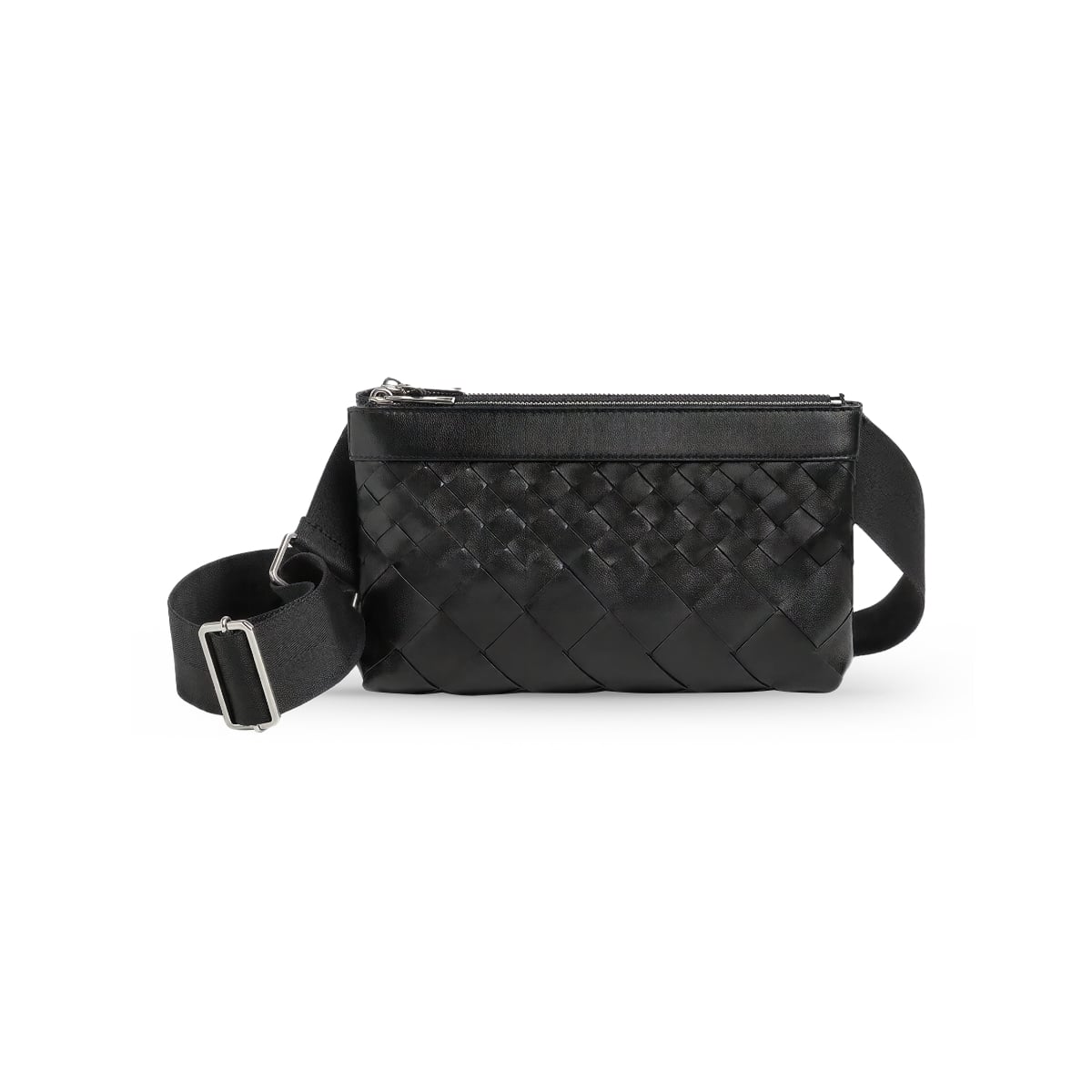 Duo Intrecciato Crossbody Bag Black-Bottega Veneta