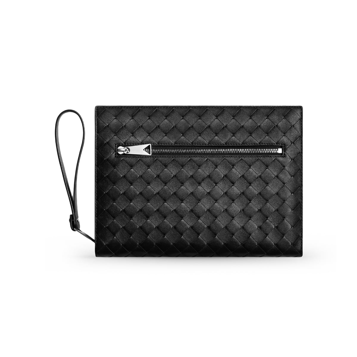 Small Intrecciato Document Case with Wristlet Black SHW-Bottega Veneta