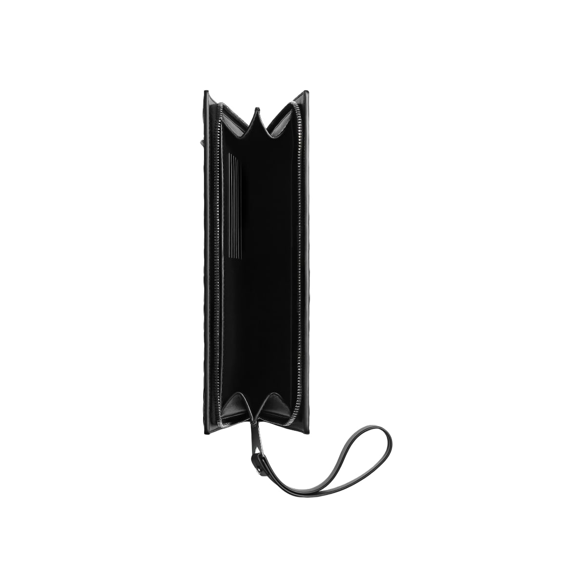 Small Intrecciato Document Case with Wristlet Black SHW