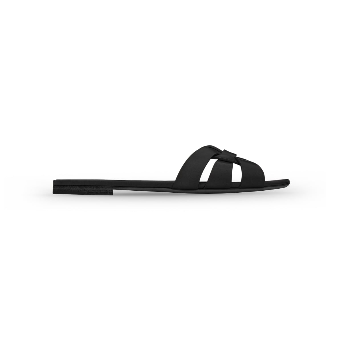 Tribute Smooth Flat Sandal in Black-Saint Laurent