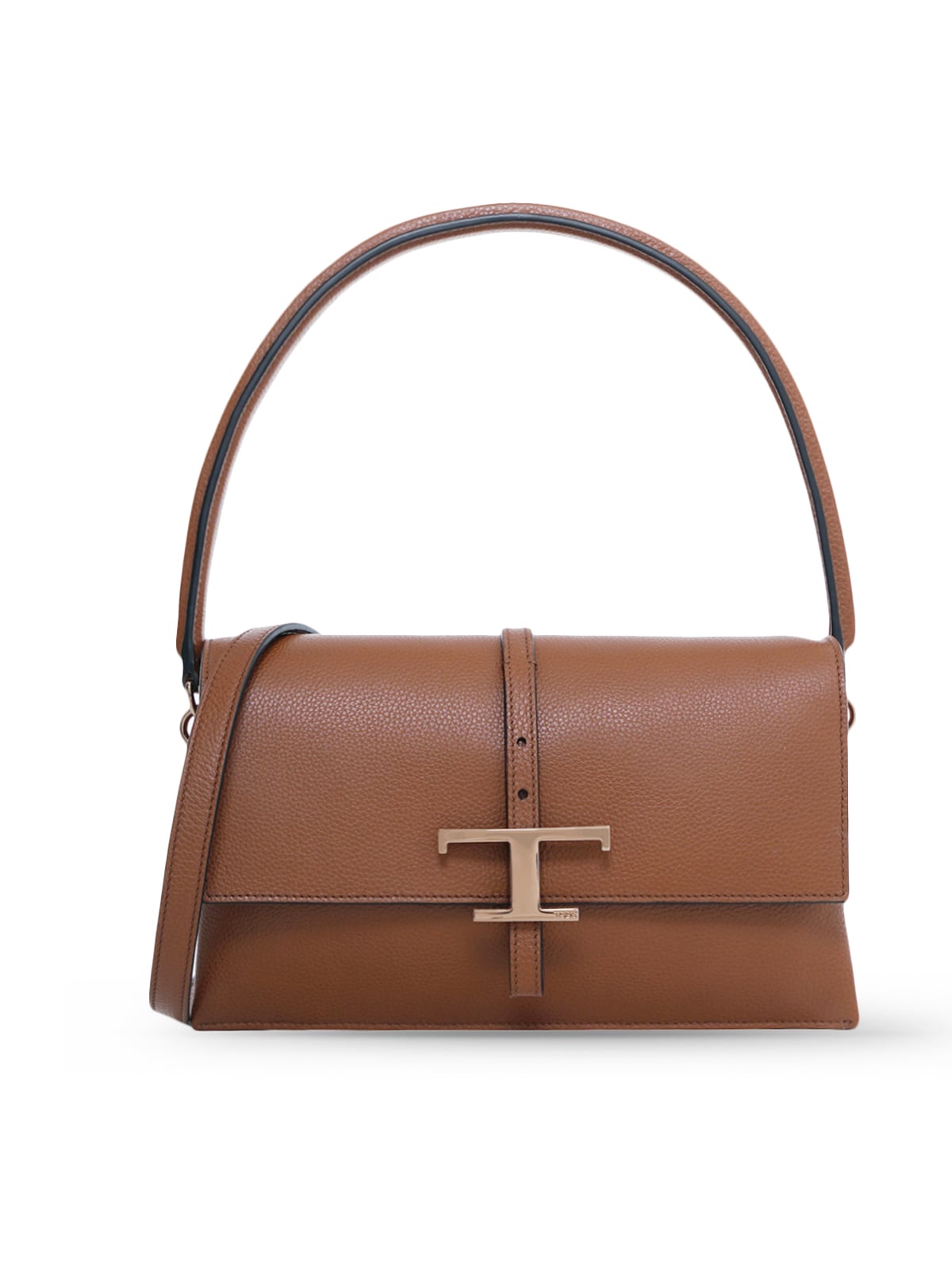 Mini T Timeless Flap Bag Leather Brown-Tod's