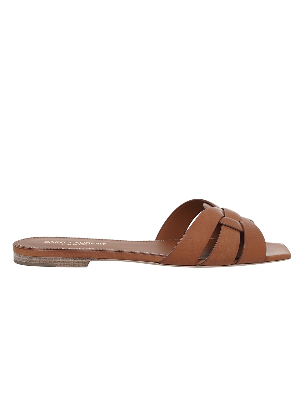 Tribut Mule Smooth Leather Amber-Saint Laurent