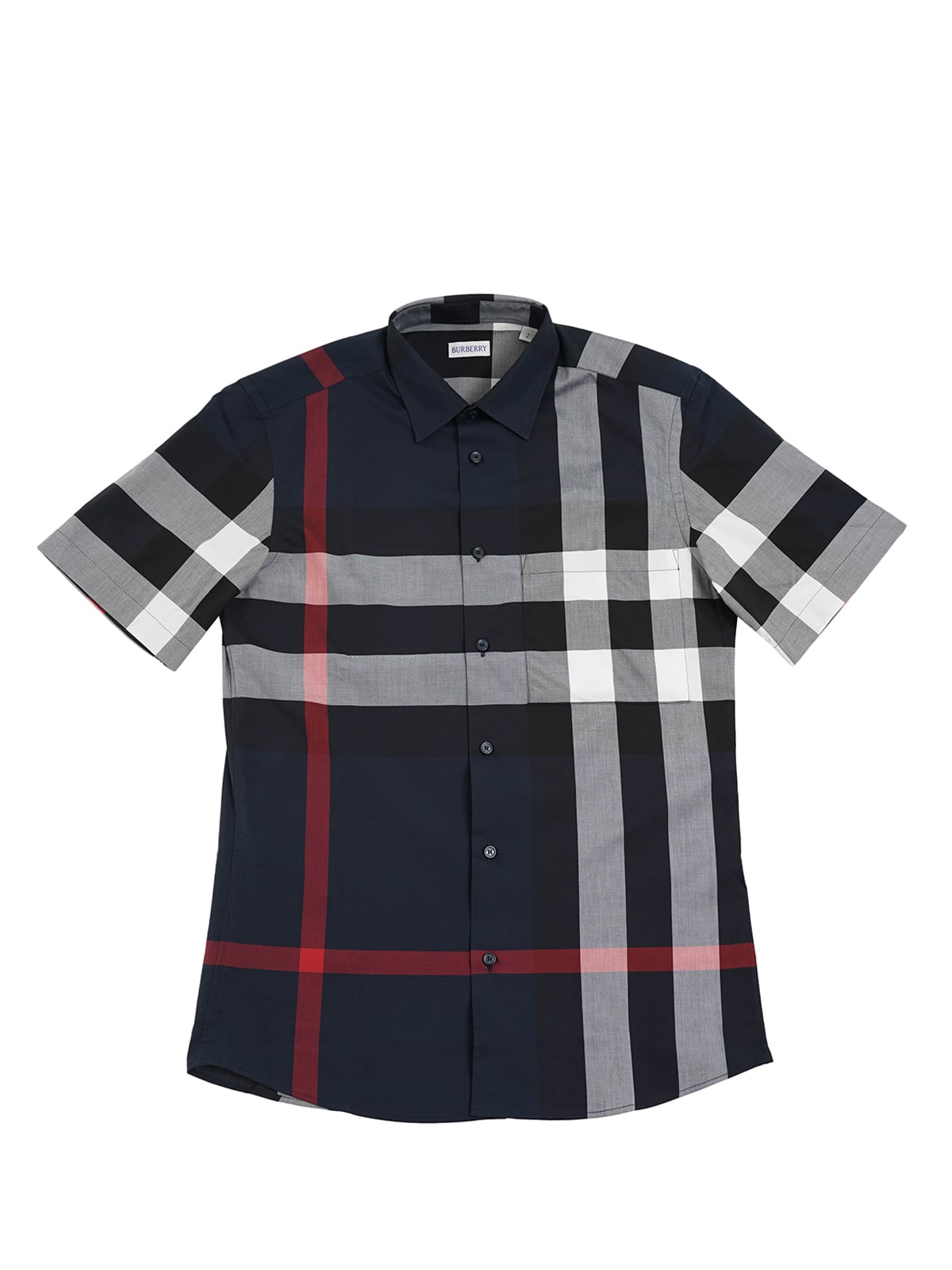 Slim Fit Check Cotton Shirt Navy-Burberry