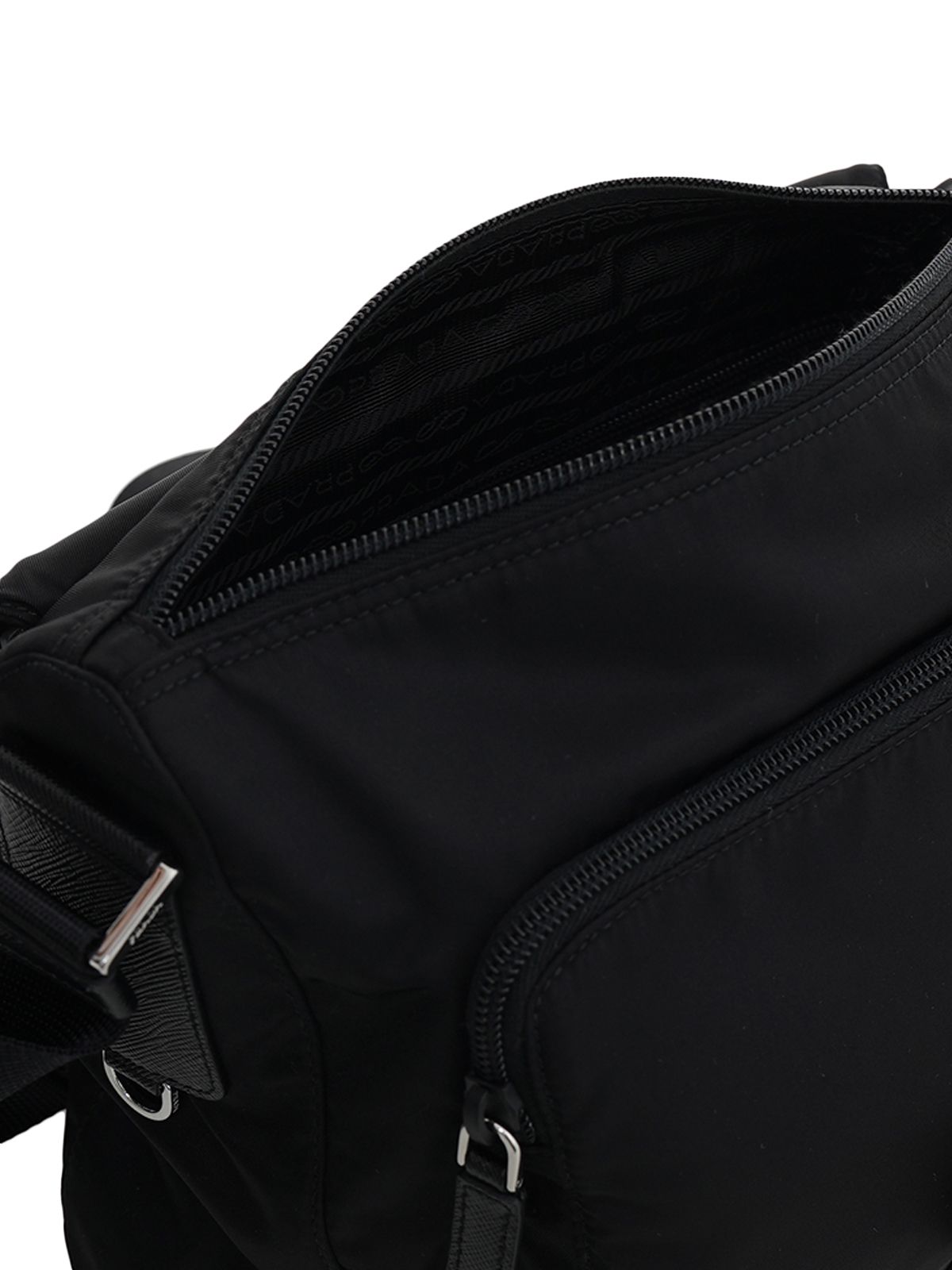 Re-Nylon Metal Triangle Logo Shoulder Bag Black