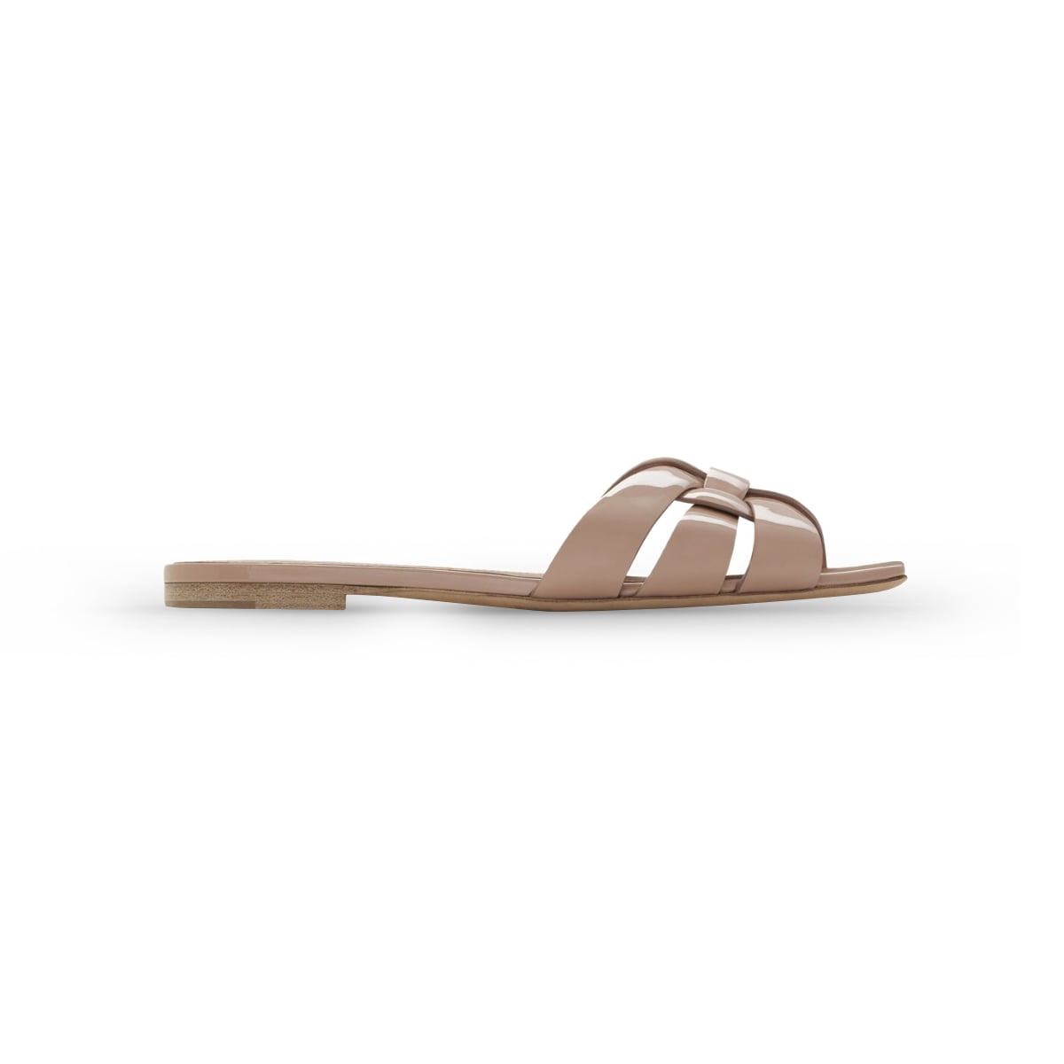 Tribute Sandal Flat Leather Dark Pink-Saint Laurent