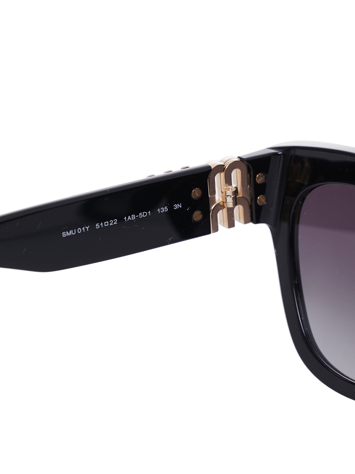MU 01YS Square Black Sunglasses Gray Lens