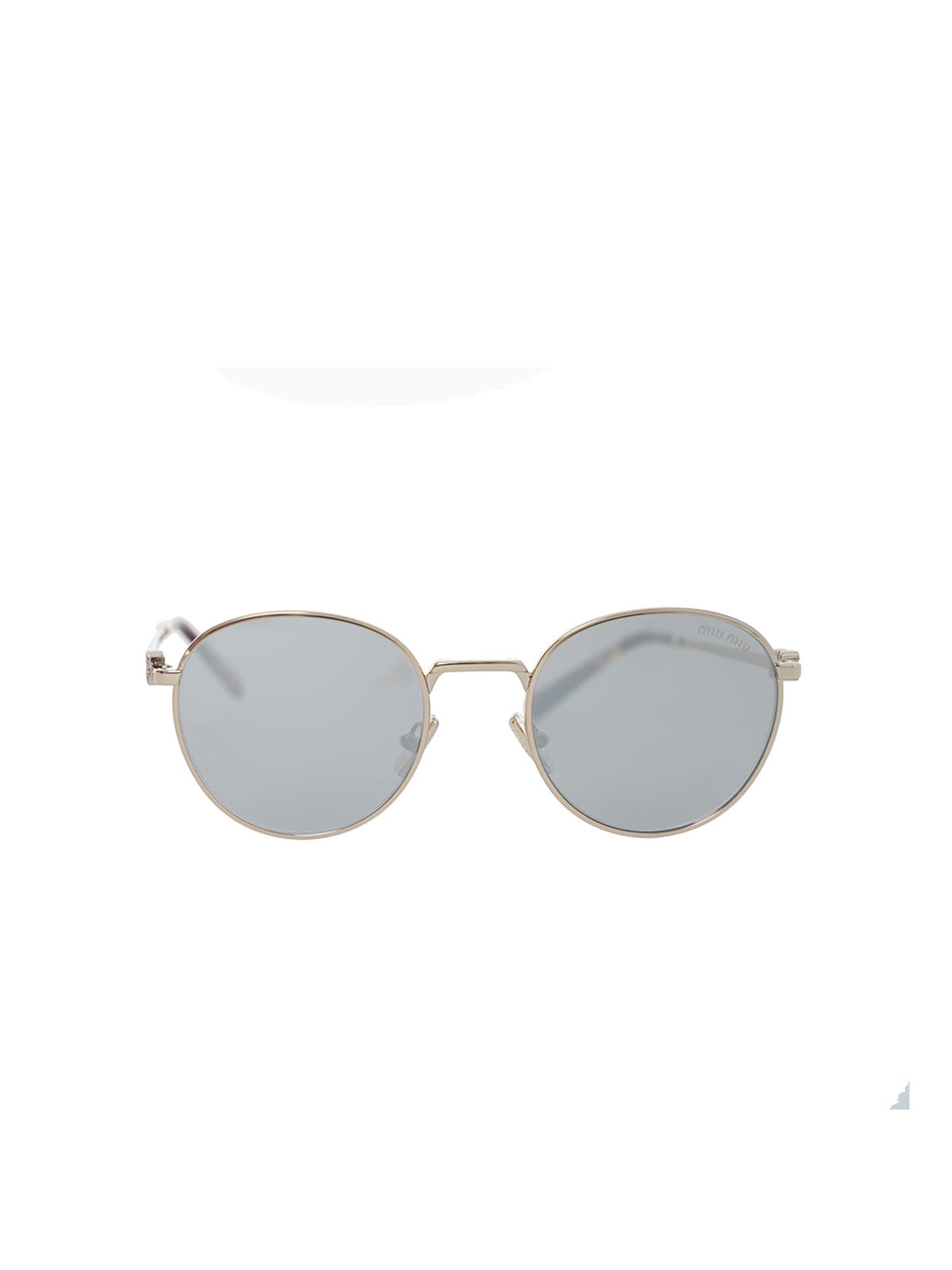 MU 55ZS Round Gold Sunglasses Light Grey Mirror Silver Lens-Miu Miu