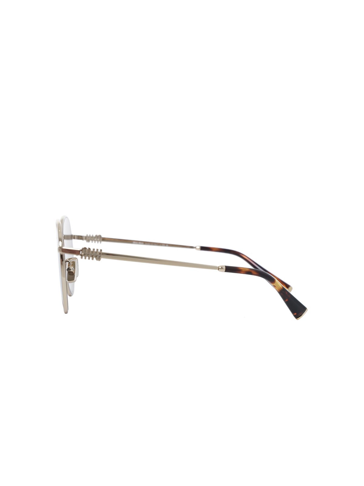 MU 55ZS Round Gold Sunglasses Light Grey Mirror Silver Lens