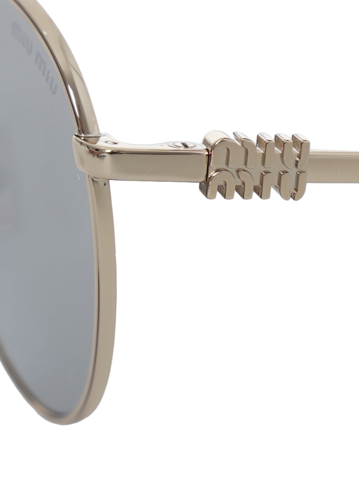MU 55ZS Round Gold Sunglasses Light Grey Mirror Silver Lens