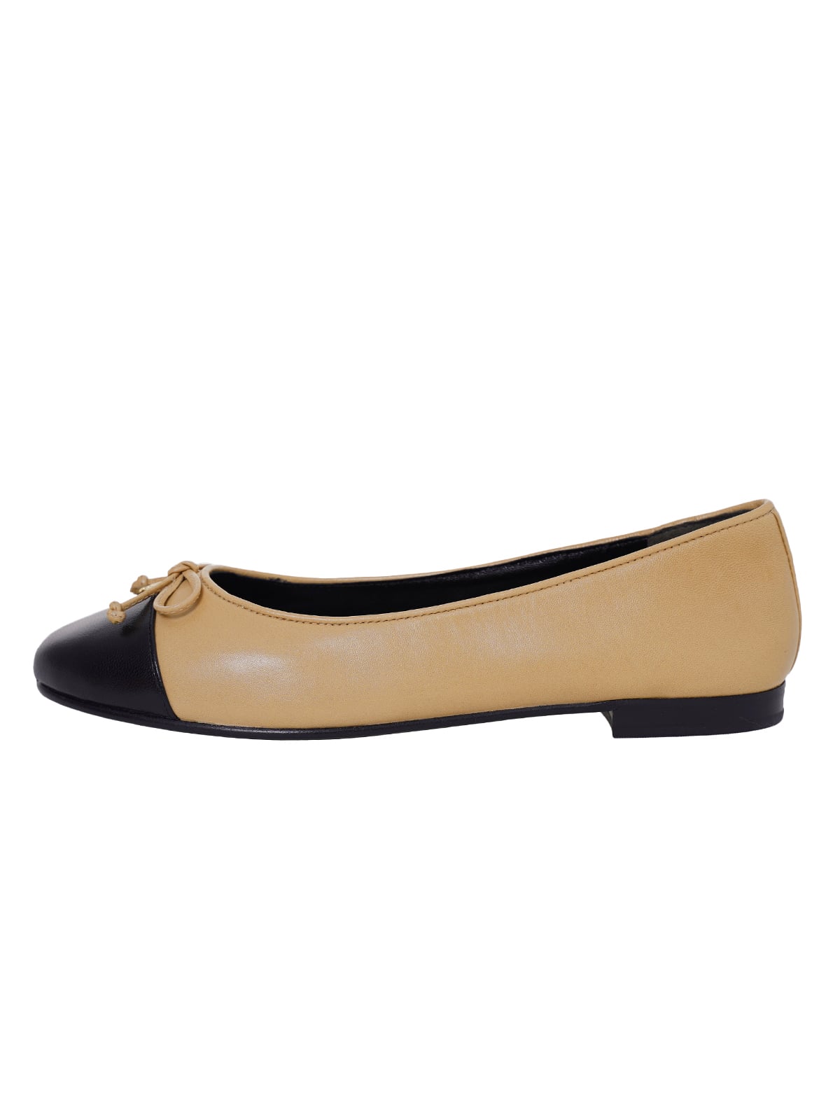 Bow Cap-Toe Leather Ballet Ginger Shortbread