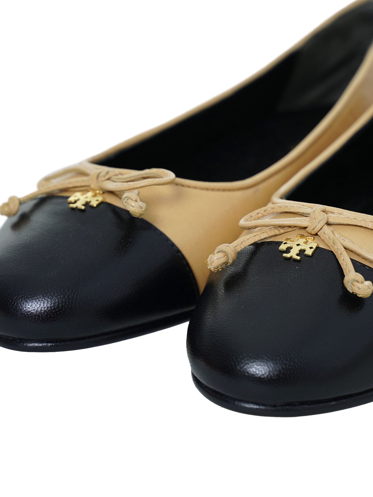 Bow Cap-Toe Leather Ballet Ginger Shortbread
