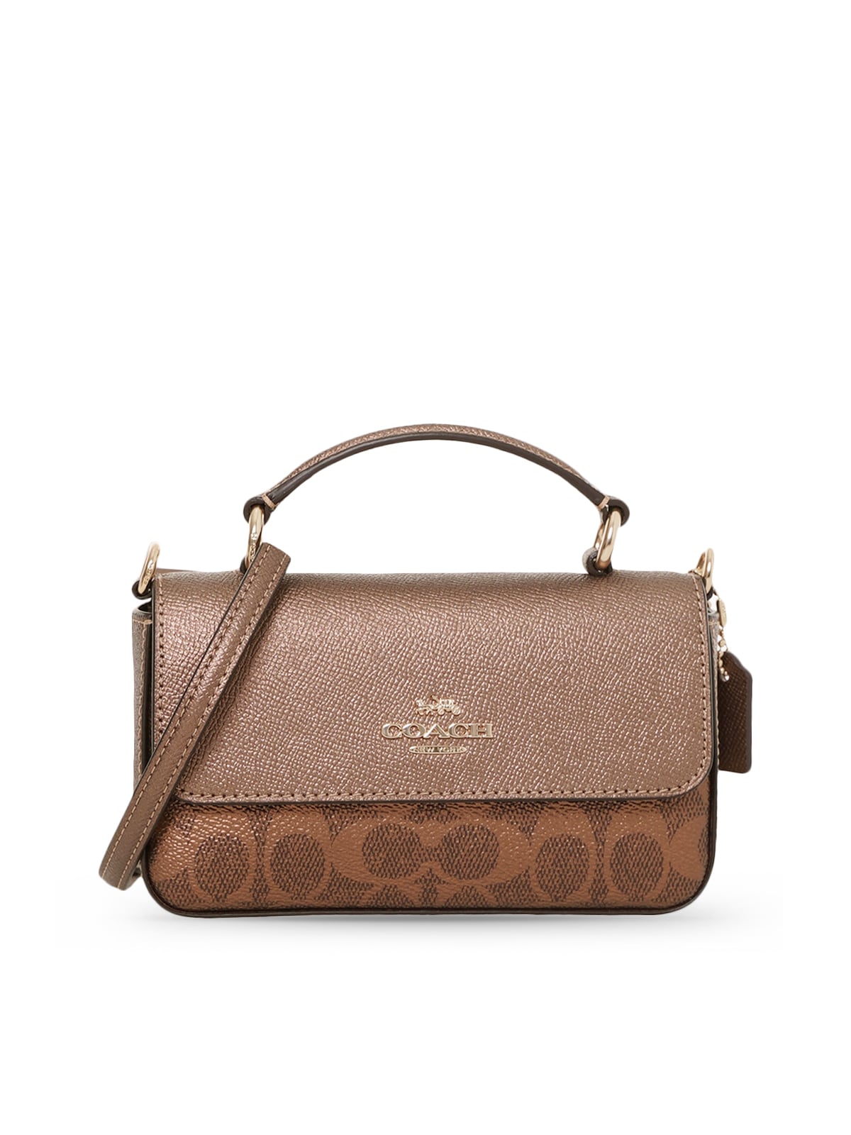 Mini Josie Top Handle Bag In Signature Canvas Brown/Copper-Coach