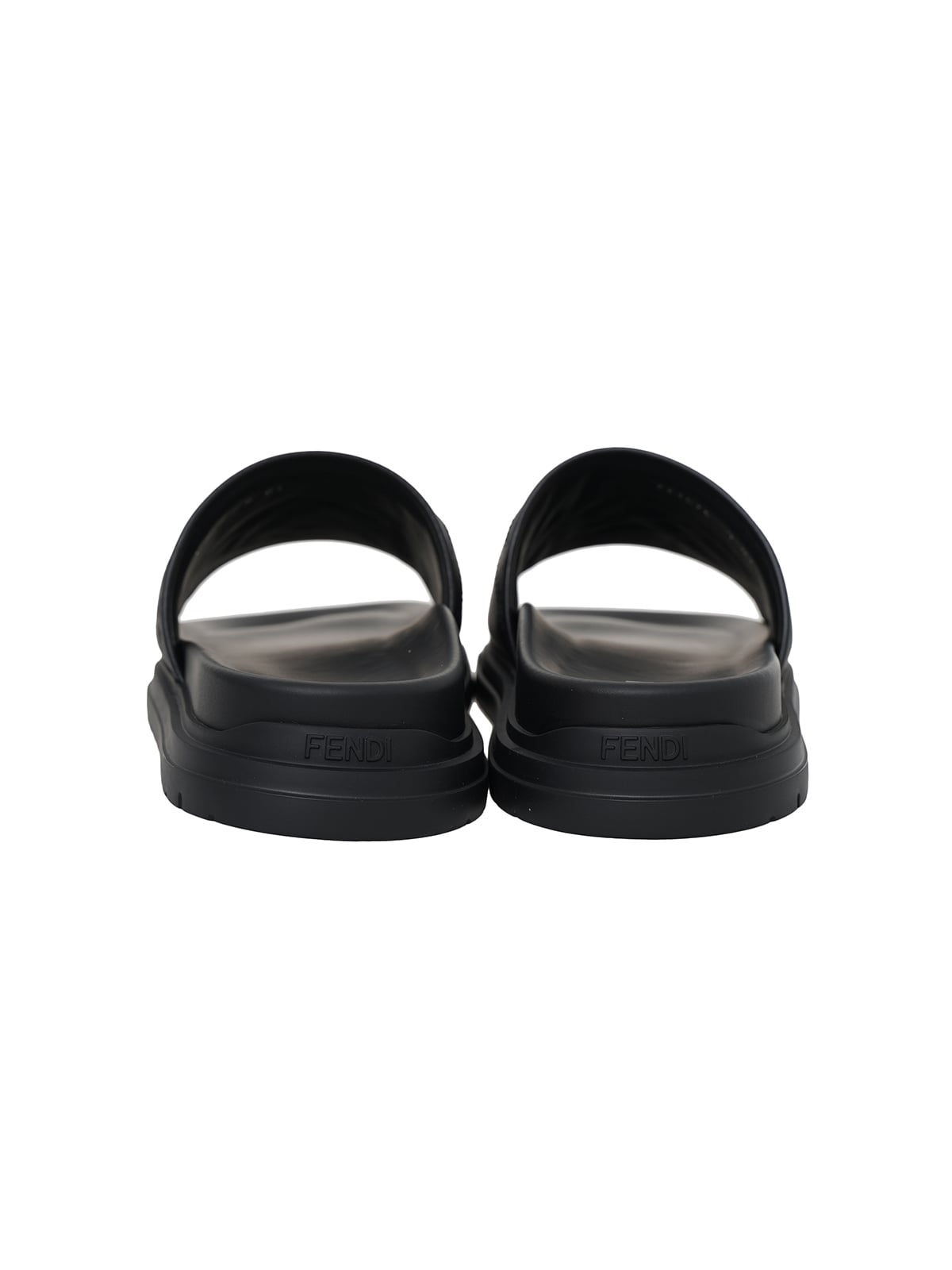 Diagonal Slides Gray FF Jacquard Leather Black