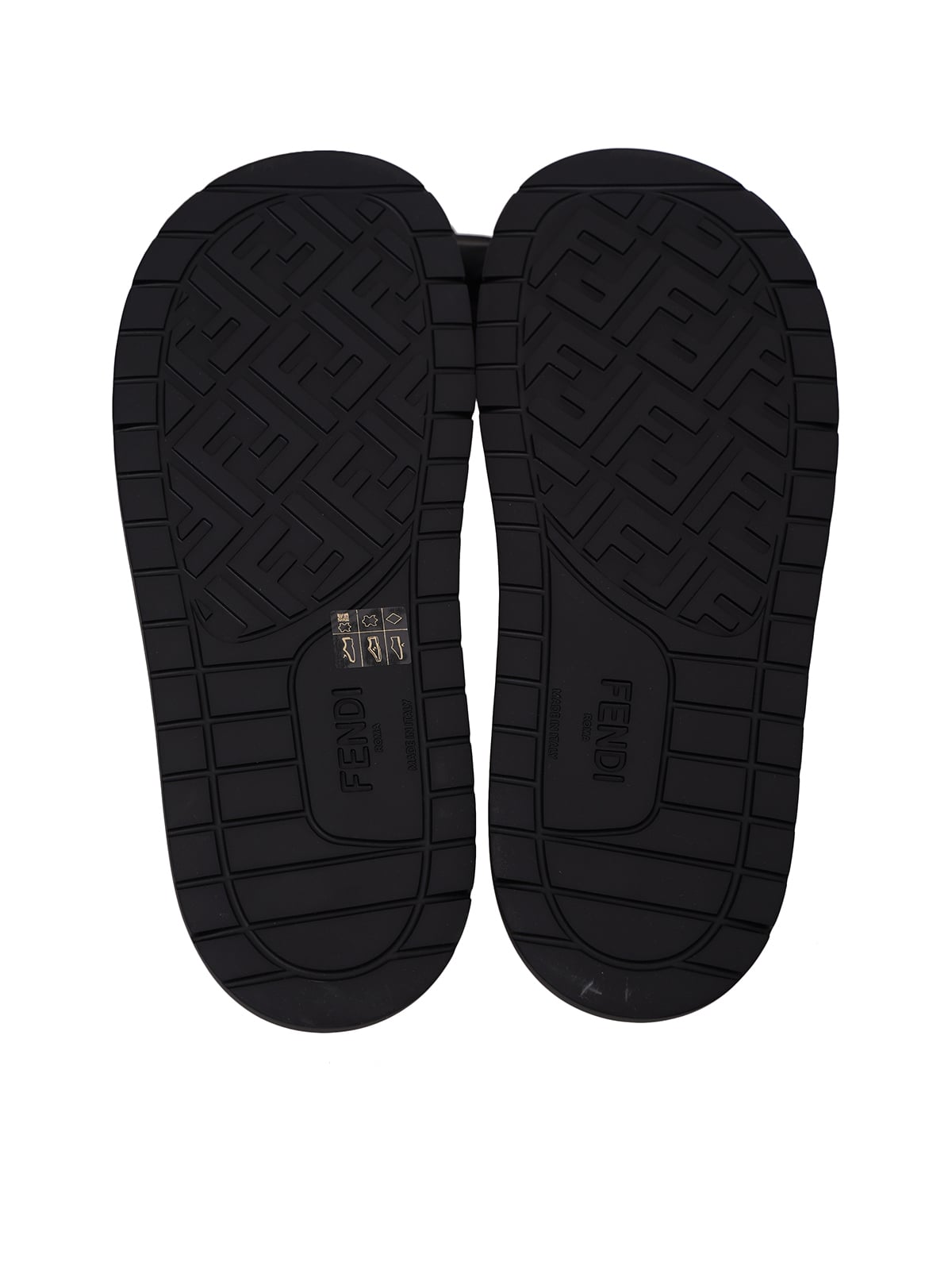 Diagonal Slides Gray FF Jacquard Leather Black