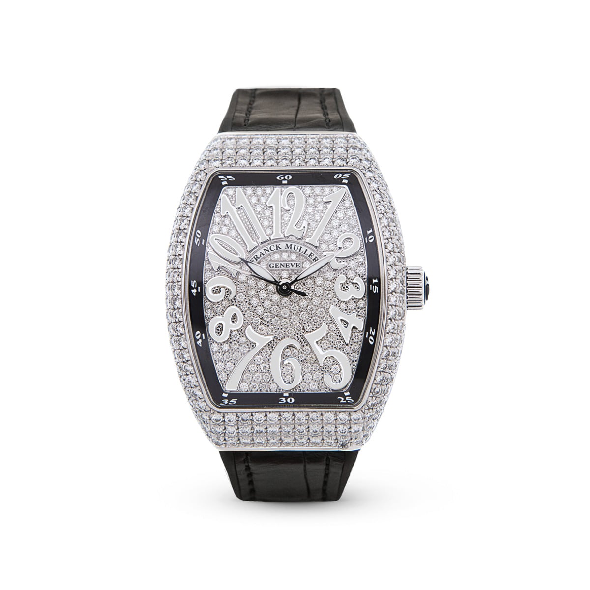 Vanguard V 32 SC AT FO AC.NR (NR.BLC AC) (Black Dial, White Numbers, Full Aftersetting)-Franck Muller