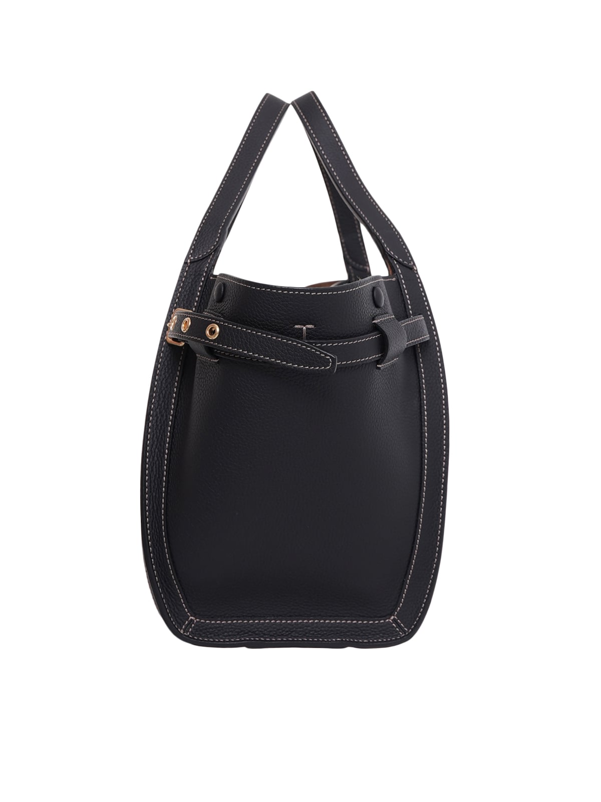 T Timeless Small Shopping Bag Calfskin Leather Black