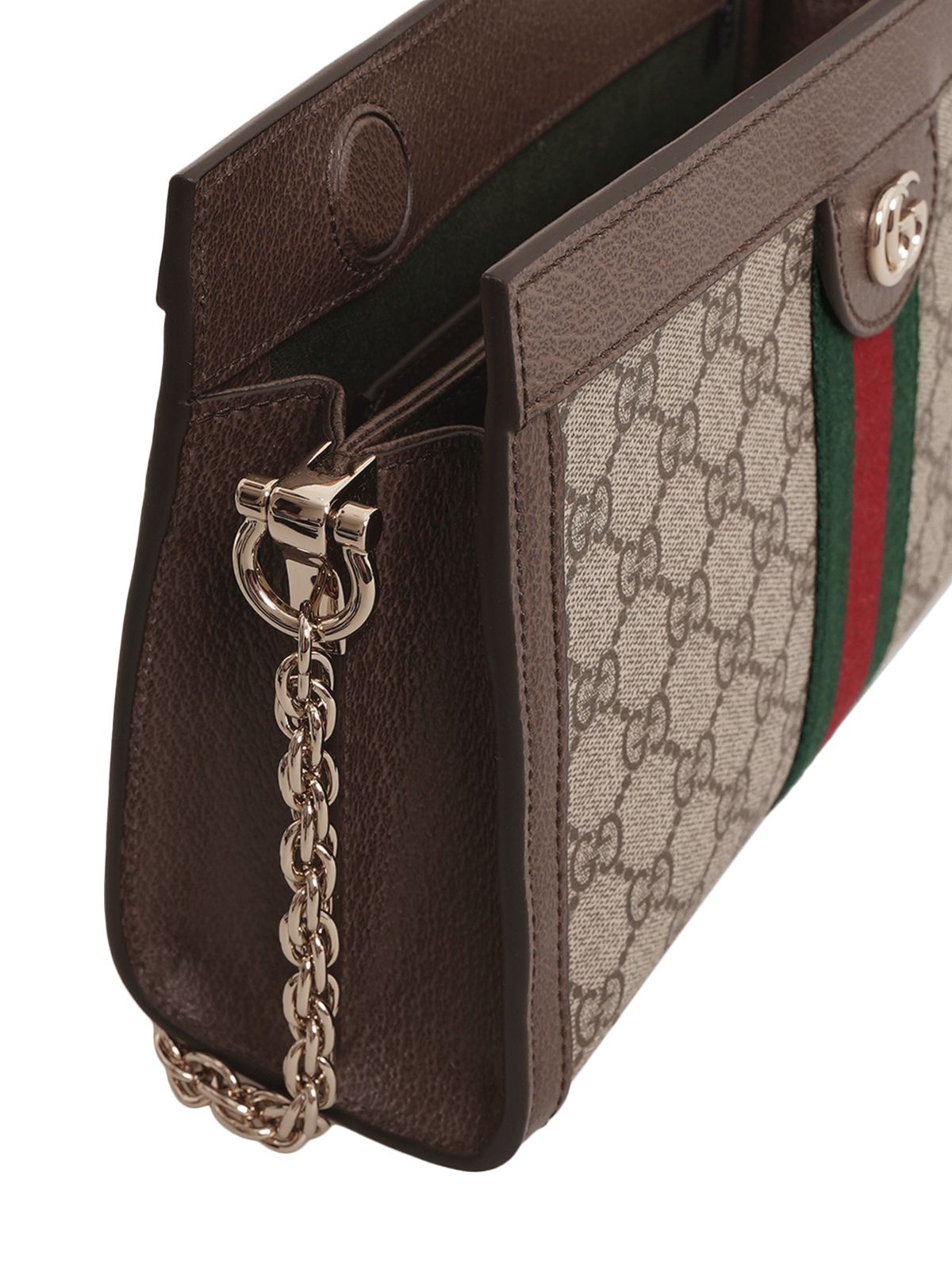 GG Ophidia Medium Shoulder Bag Beige/Dark Brown LGHW