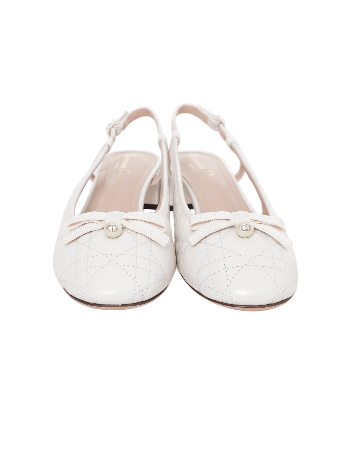 Ballet Slingback Pump 30 mm Pearlescent Cannage Lambskin White