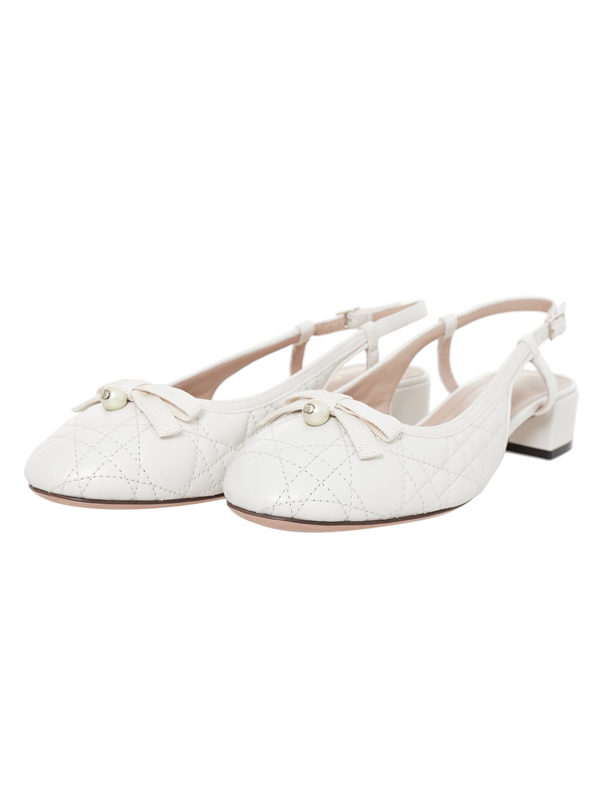 Ballet Slingback Pump 30 mm Pearlescent Cannage Lambskin White