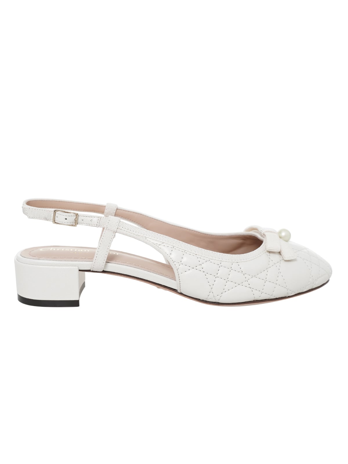 Ballet Slingback Pump 30 mm Pearlescent Cannage Lambskin White-Christian Dior