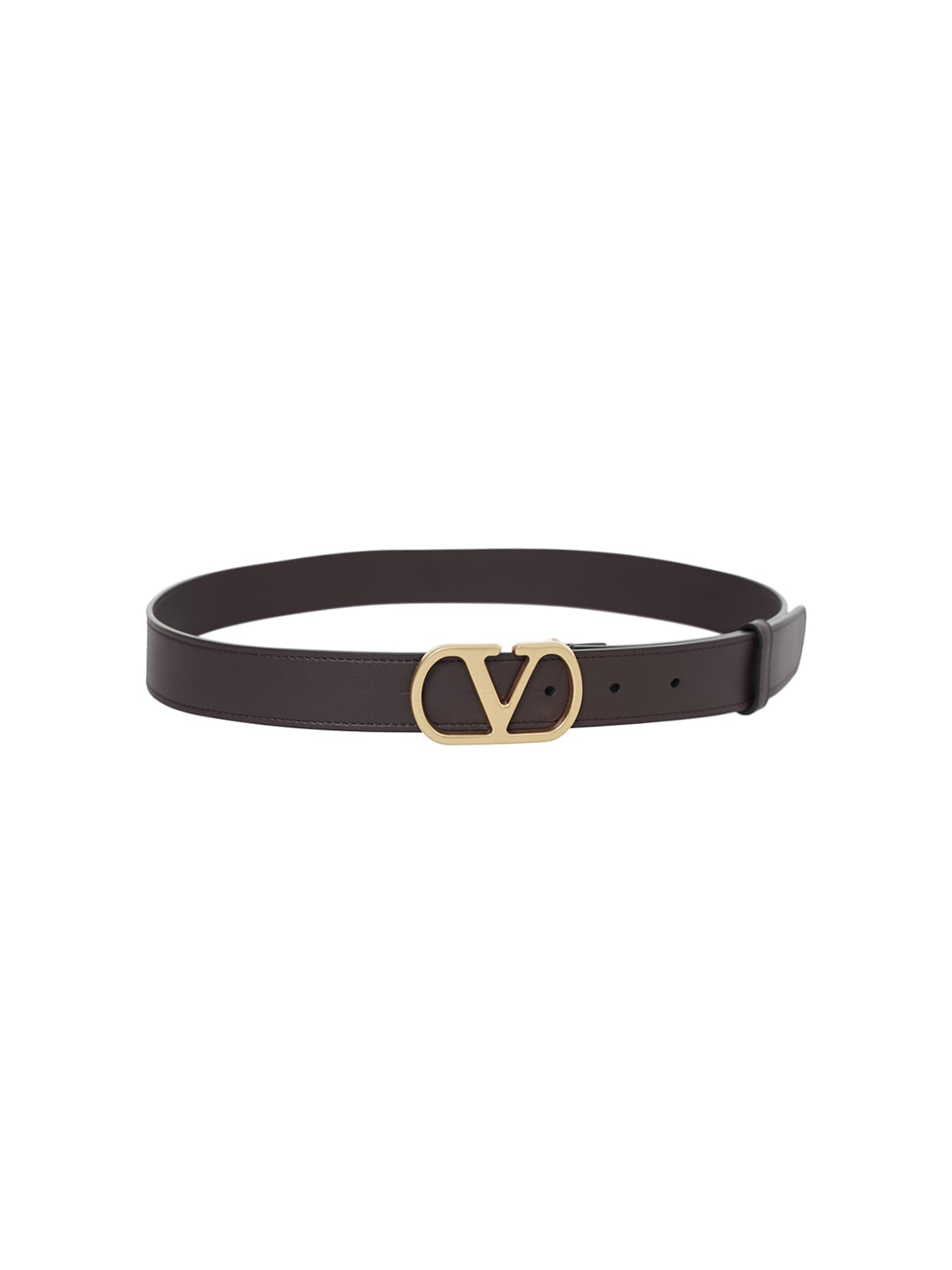 Vlogo Signature 30mm Belt In Shiny Calfskin Brown GHW-Valentino Garavani
