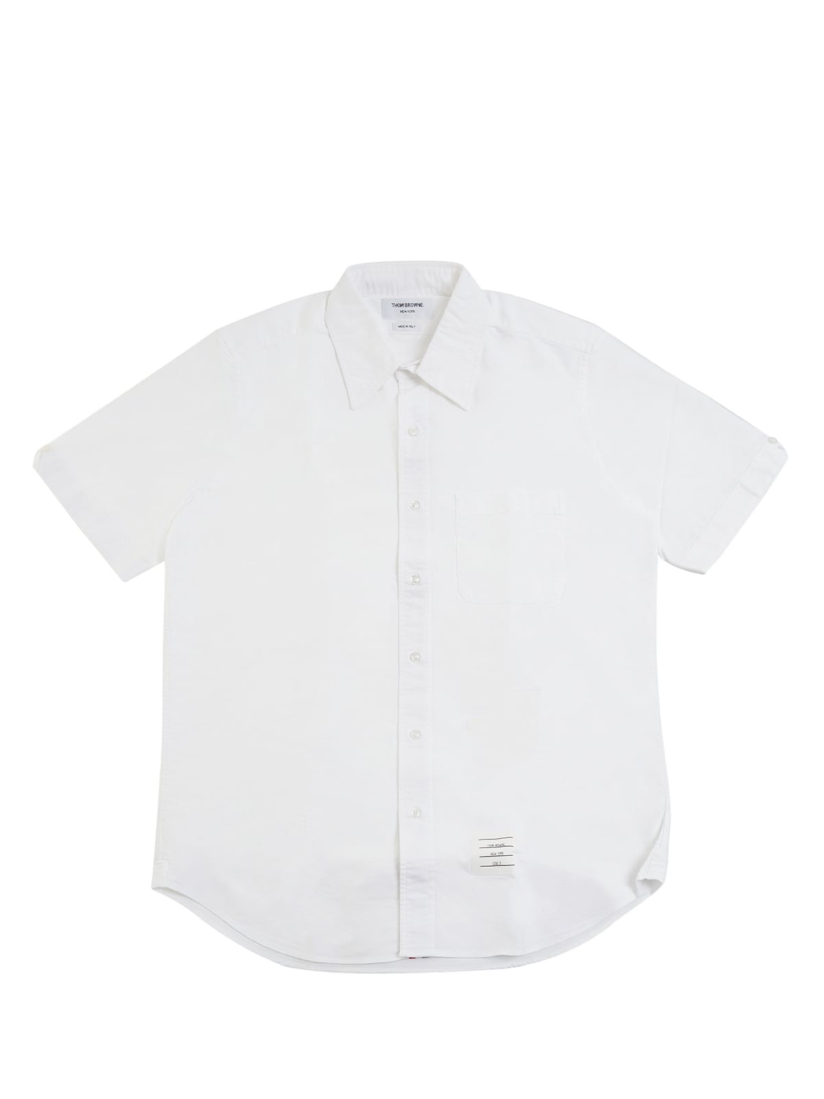 Oxford Grosgrain Placket Short Sleeve Shirt White-Thom Browne