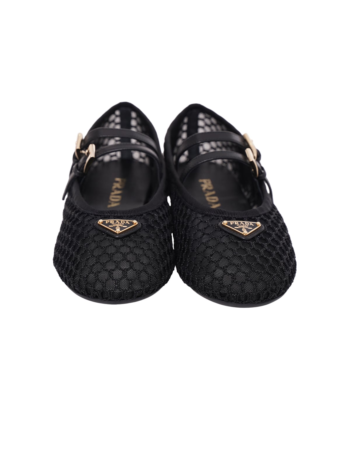 Mesh Fabric Ballerinas Black