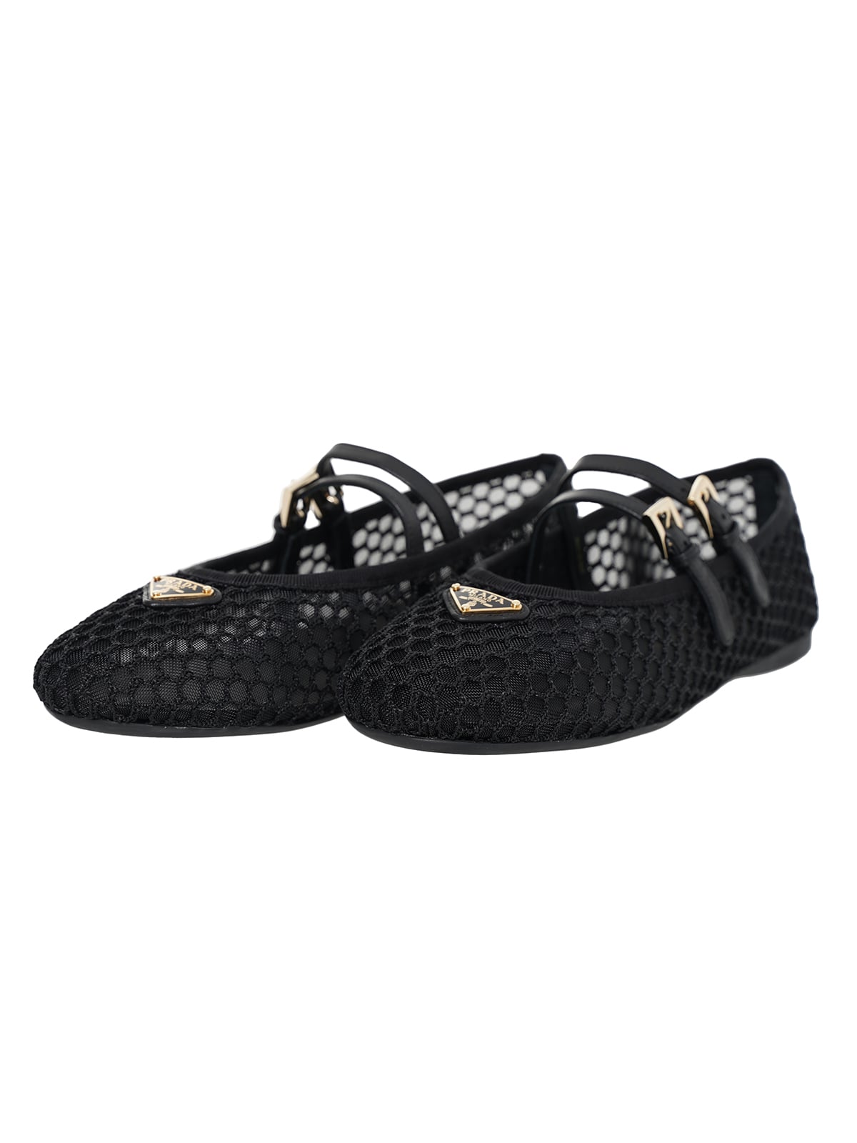 Mesh Fabric Ballerinas Black