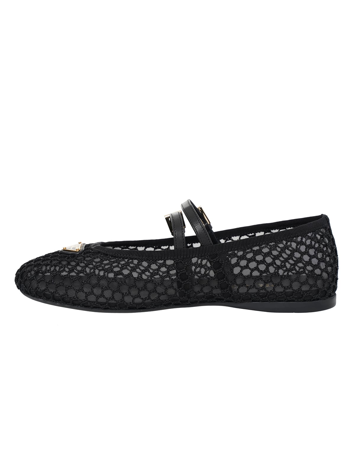 Mesh Fabric Ballerinas Black