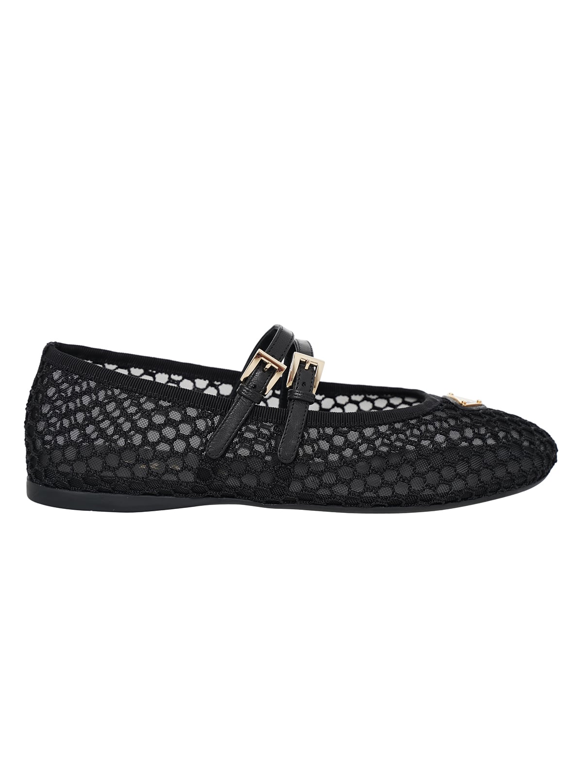 Mesh Fabric Ballerinas Black-Prada