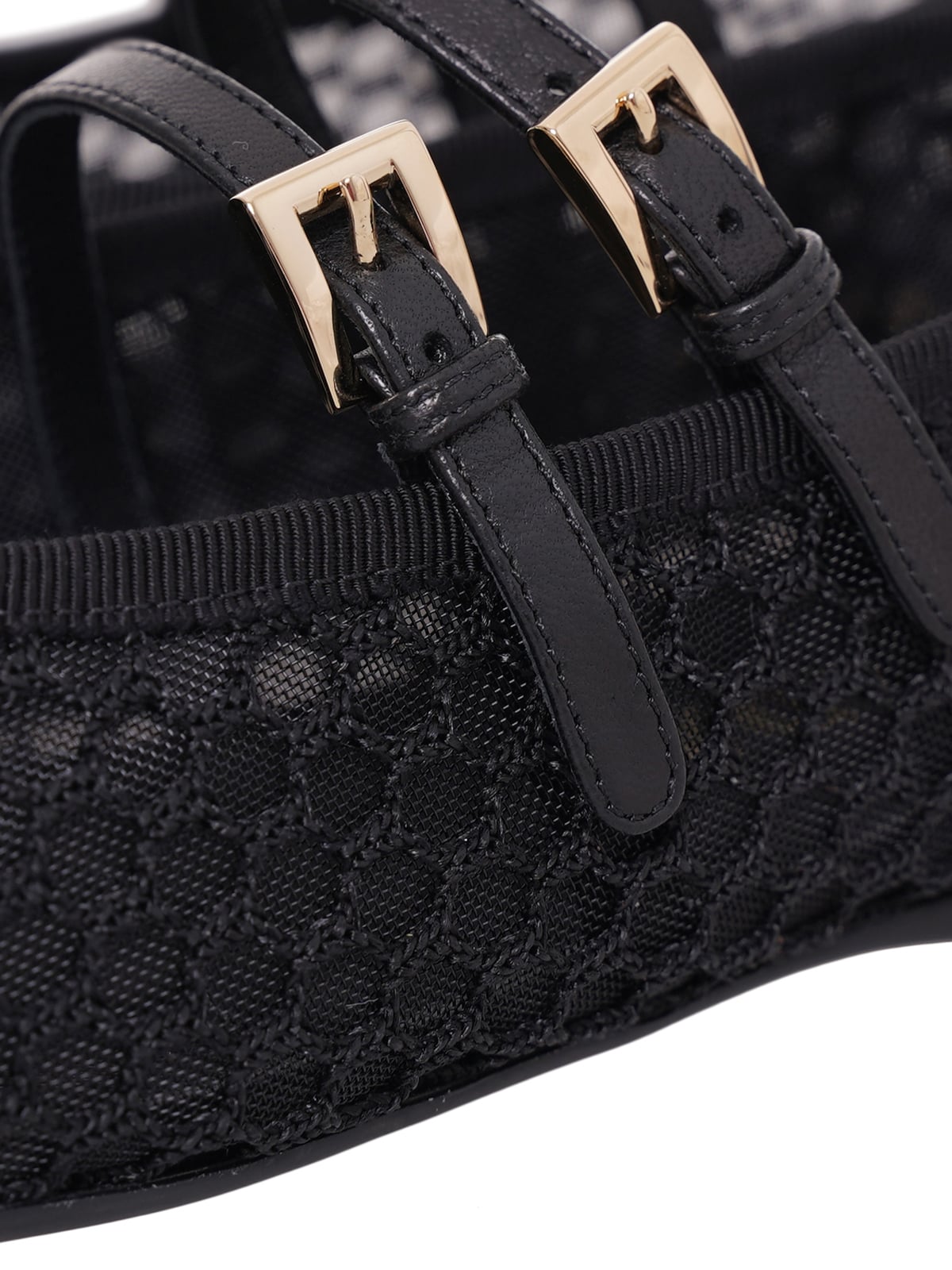 Mesh Fabric Ballerinas Black