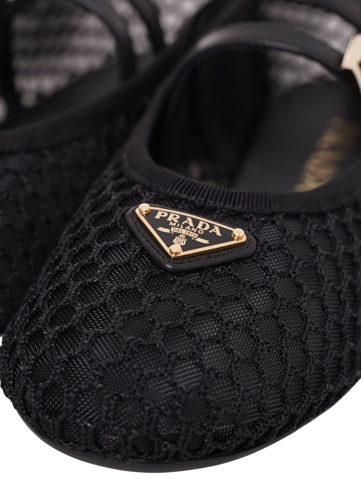 Mesh Fabric Ballerinas Black