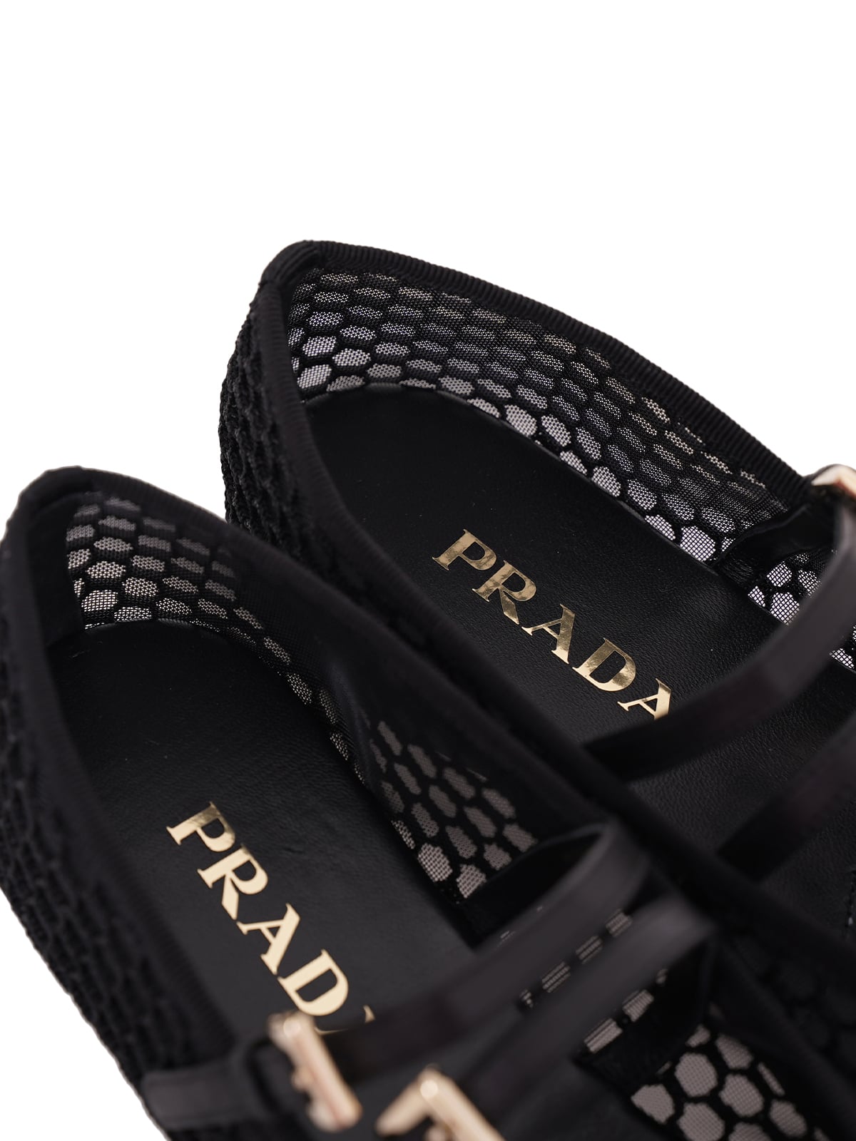 Mesh Fabric Ballerinas Black