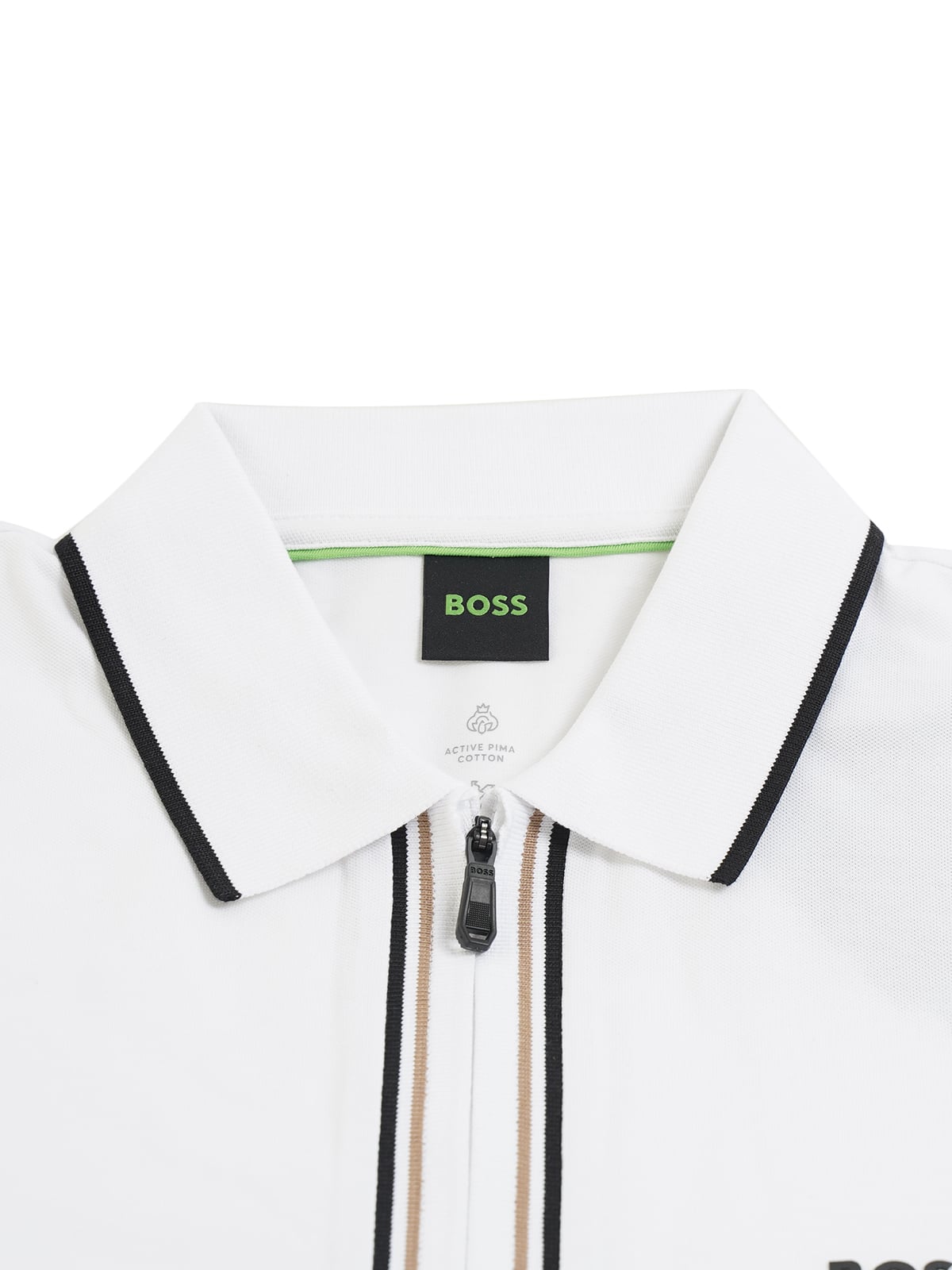 Philix Goc Slim Fit Polo Shirt Zip Black/Brown Stripes White