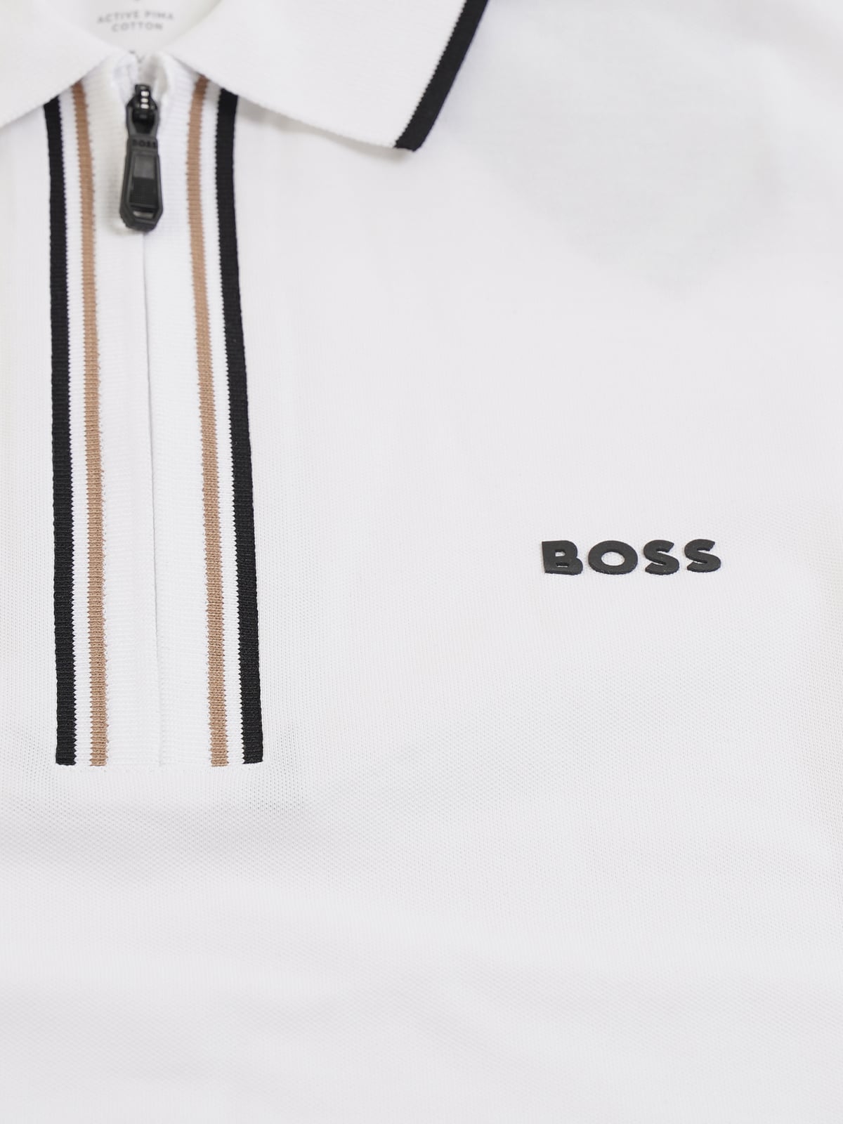 Philix Goc Slim Fit Polo Shirt Zip Black/Brown Stripes White