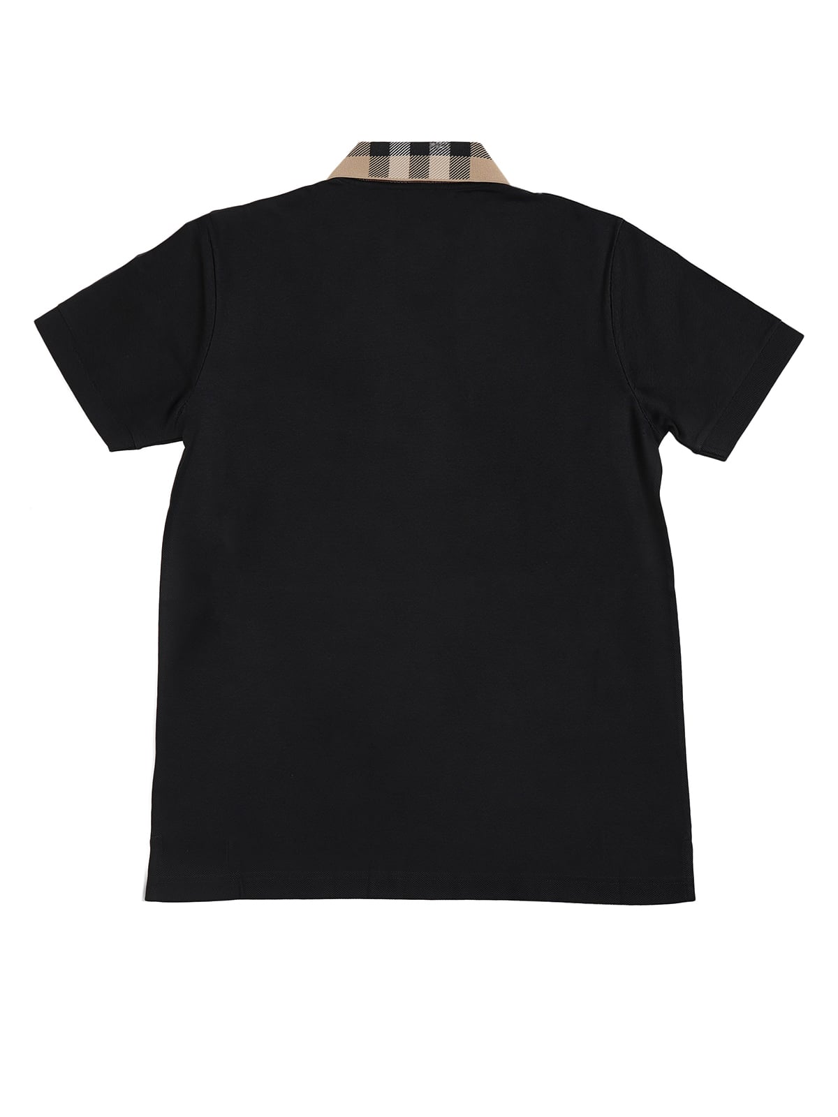 Check Collar Cotton Polo Shirt Black