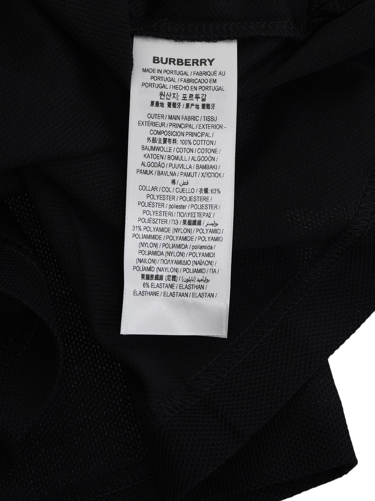 Check Collar Cotton Polo Shirt Black