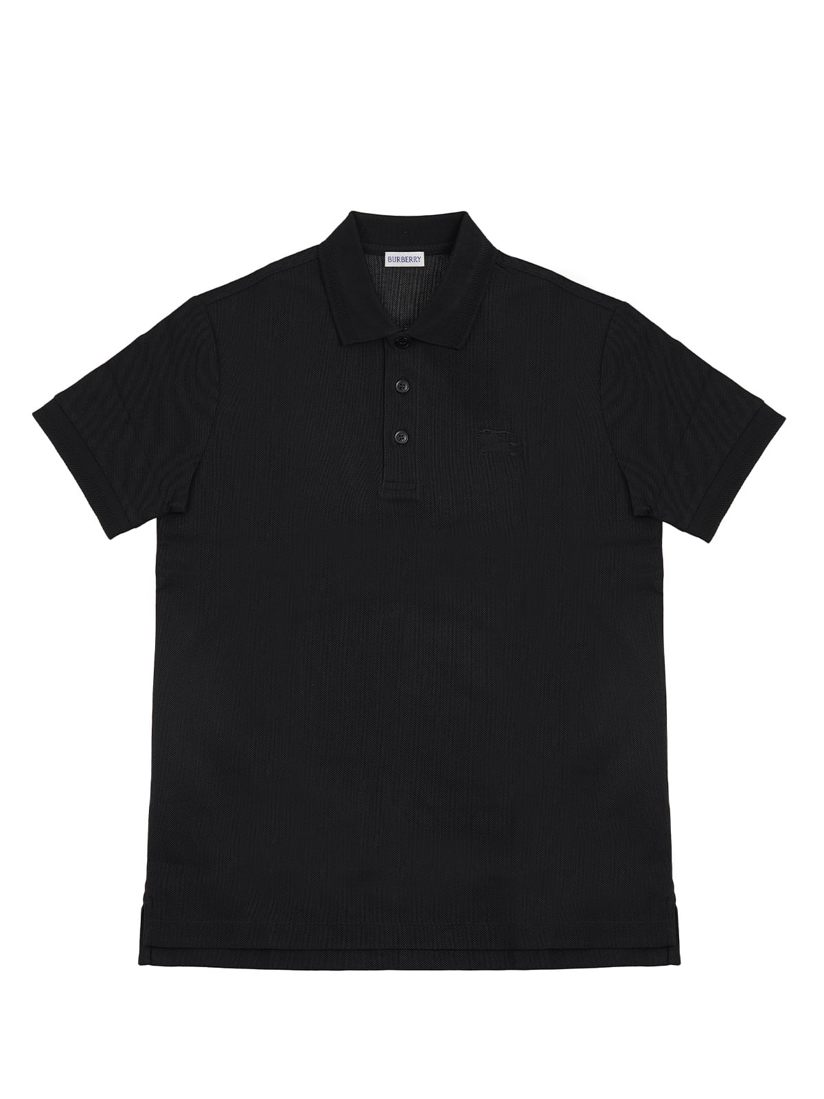 Cotton Polo Shirt with EKD Logo Chest Black-Burberry